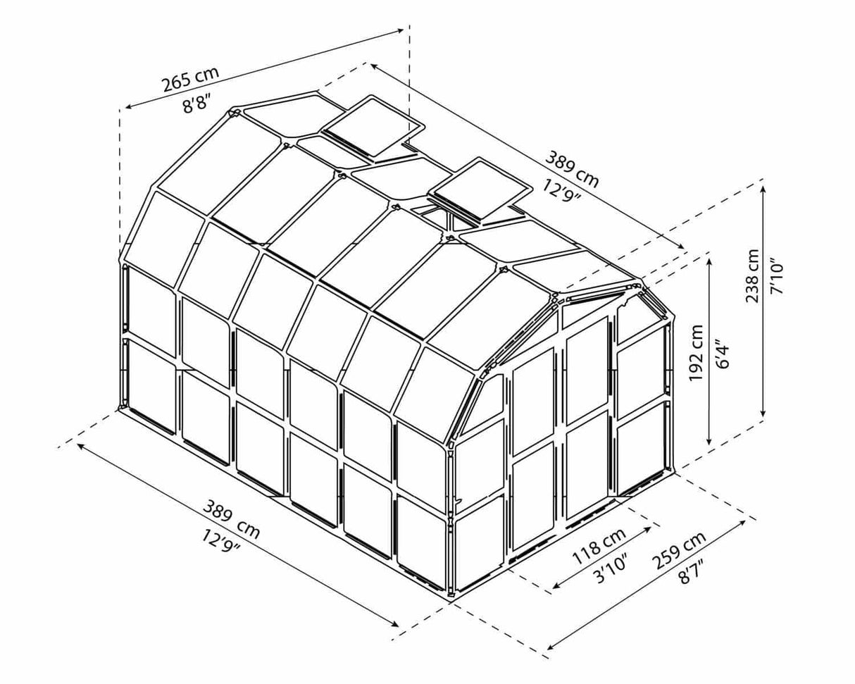 Grand Gardener 2™ Resin 8x8x12.ft Greenhouse - Dive To Garden