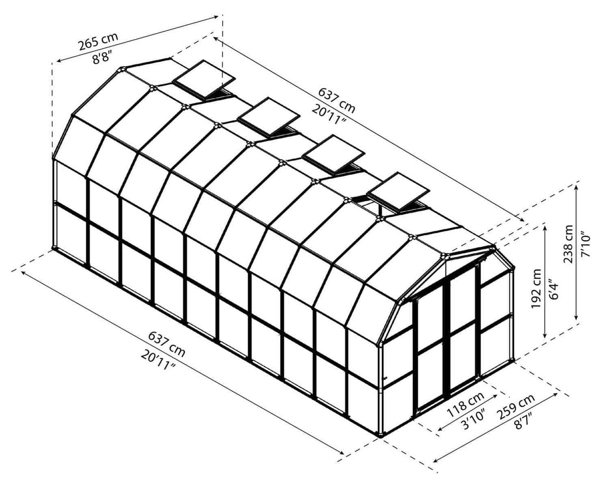 Grand Gardener 2™ Resin 8x8x20.ft Greenhouse - Dive To Garden