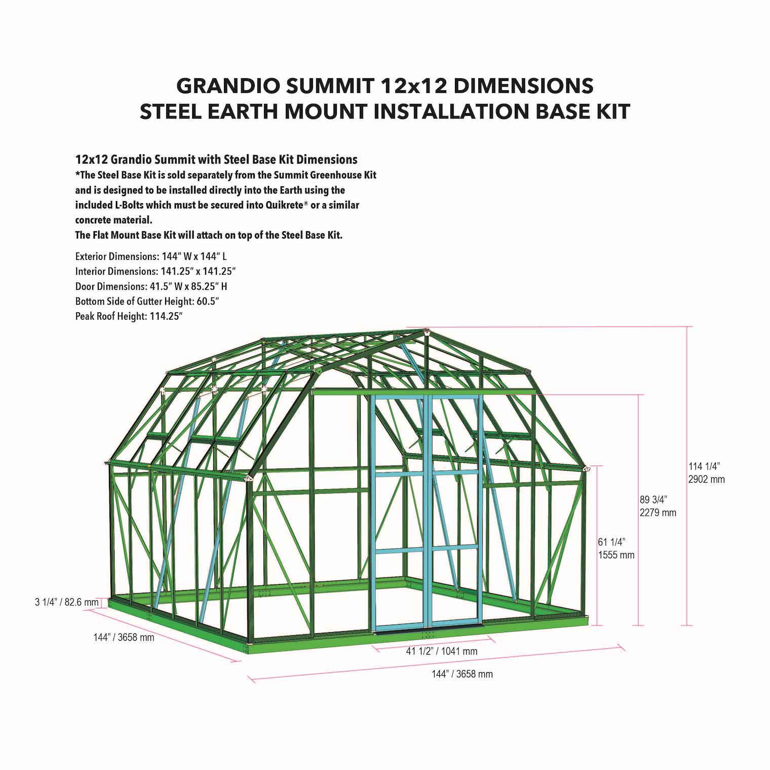 Summit 12X9X12.ft Greenhouse