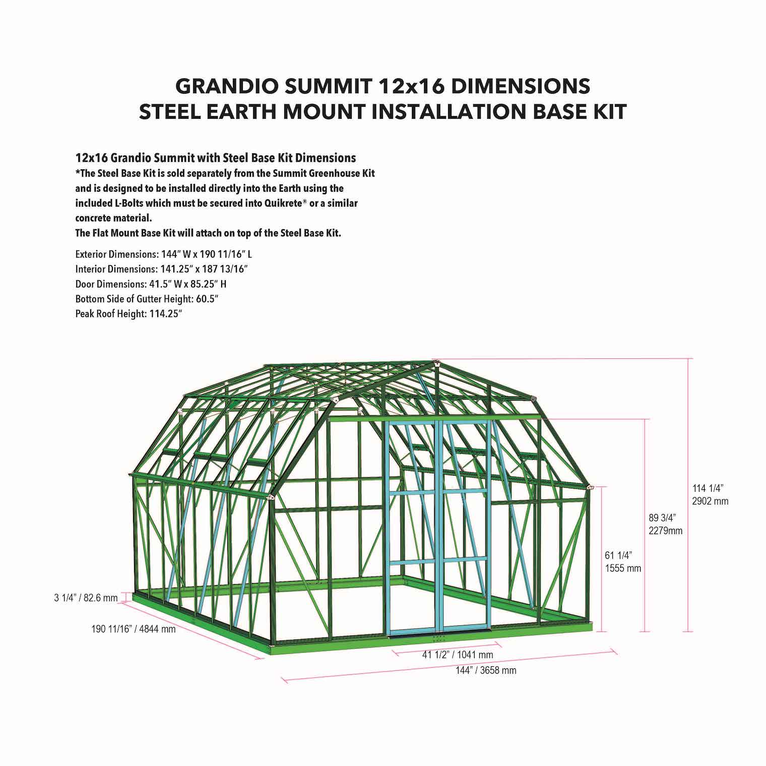 Summit 12X9X16.ft Greenhouse