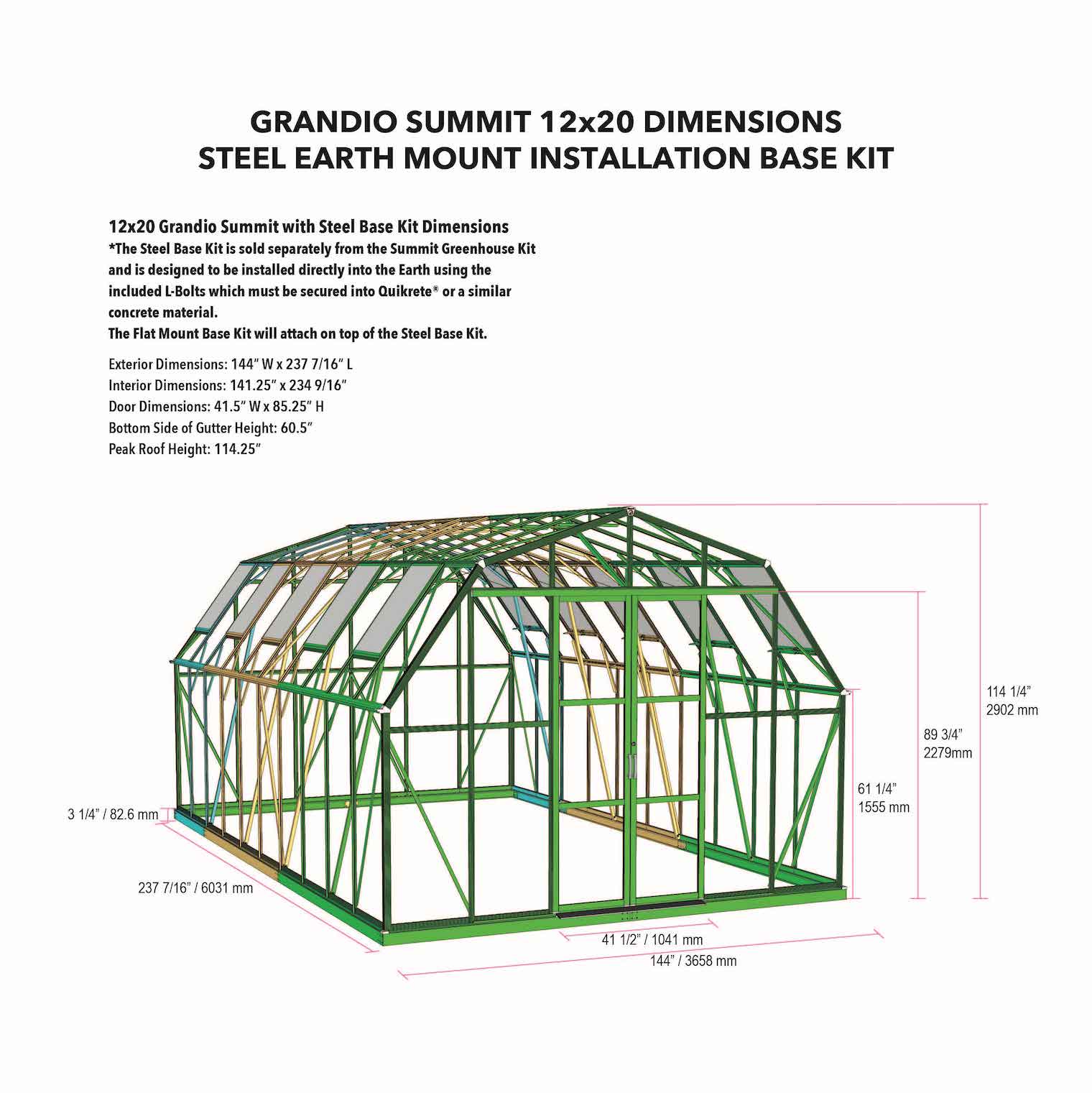 Summit 12X9X20.ft Greenhouse