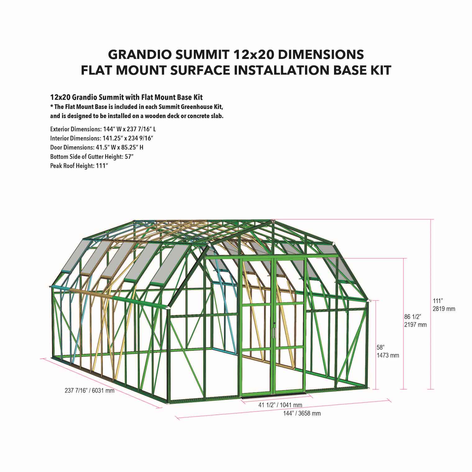 Summit 12X9X20.ft Greenhouse