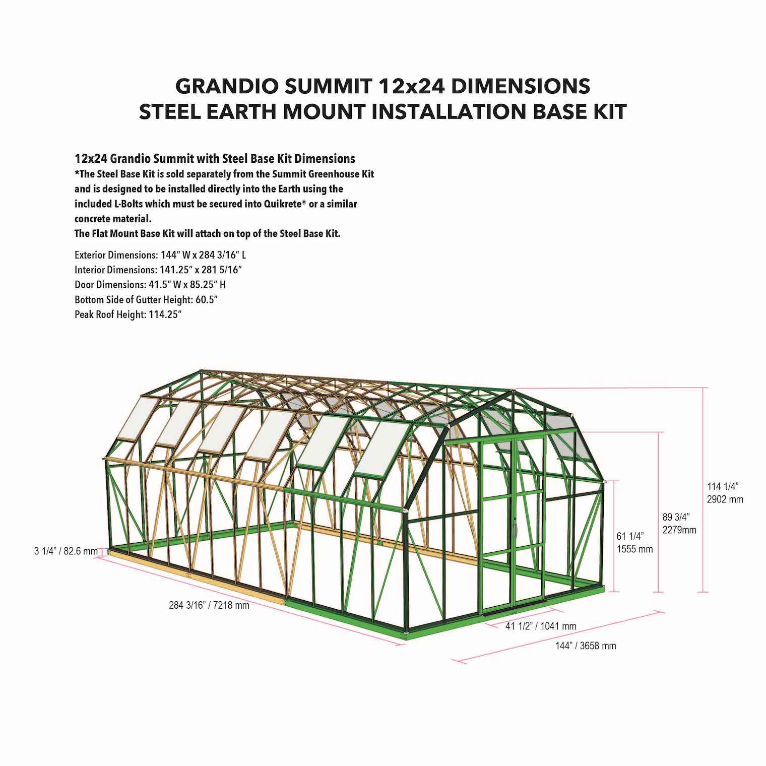 Summit 12X9X24.ft Greenhouse