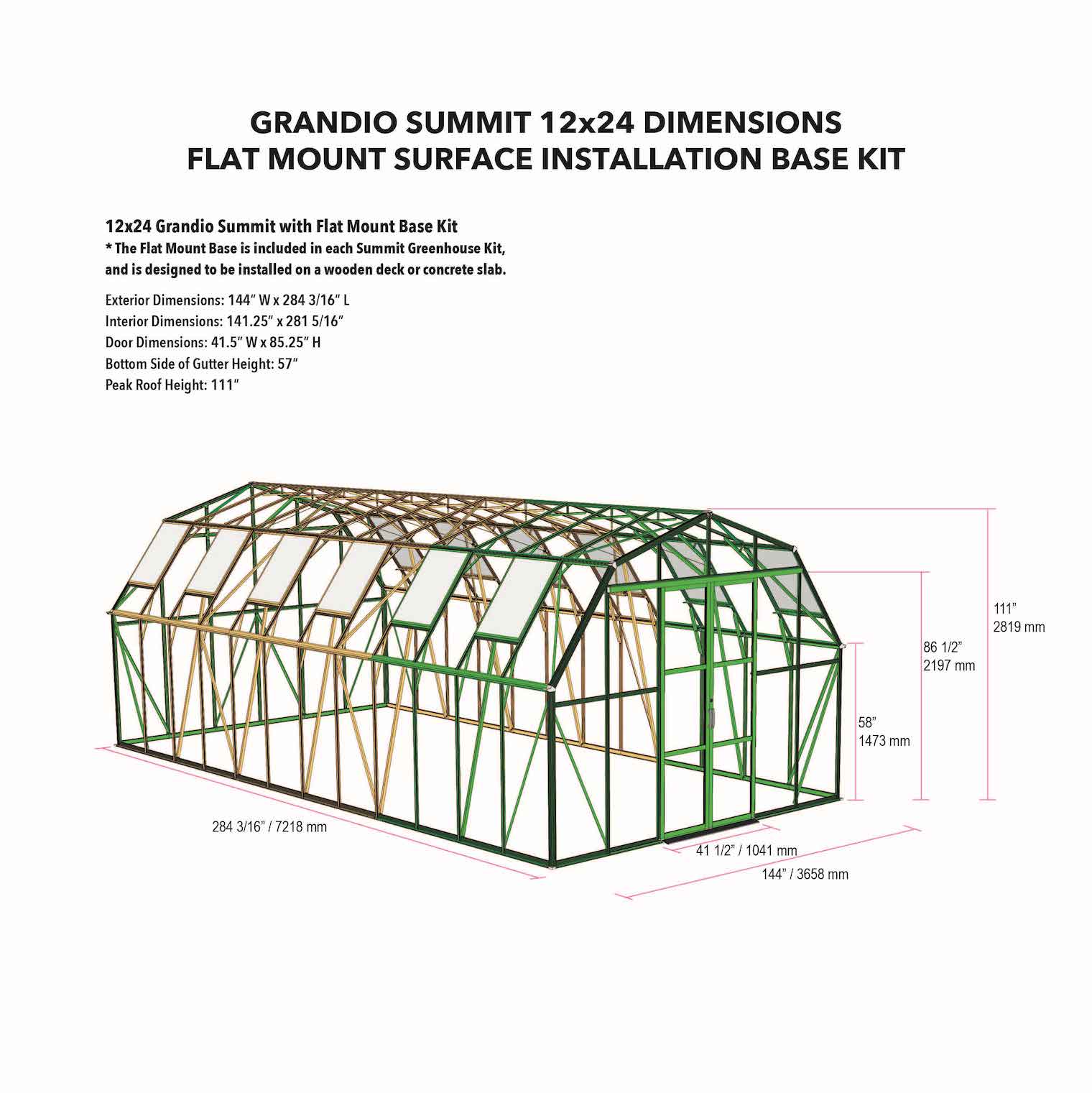 Summit 12X9X24.ft Greenhouse