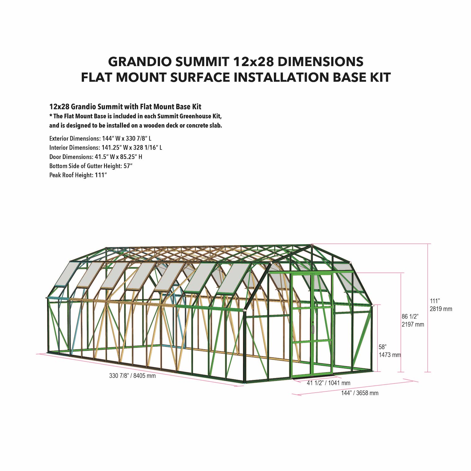 Summit 12X9X28.ft Greenhouse