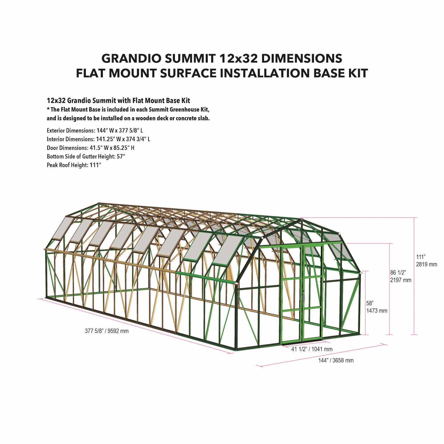 Summit 12X9X32.ft Greenhouse
