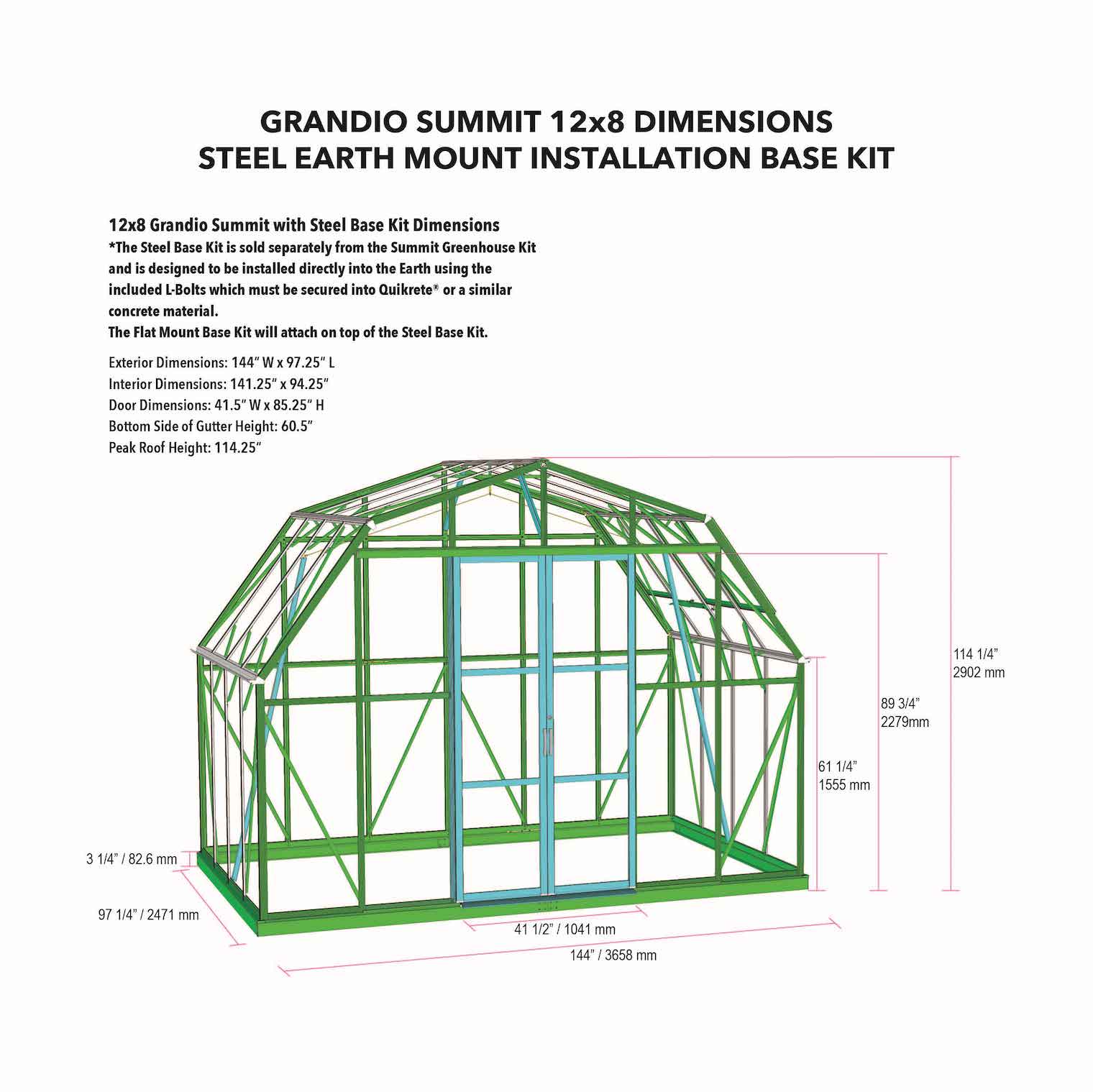 Summit 12X9X8.ft Greenhouse