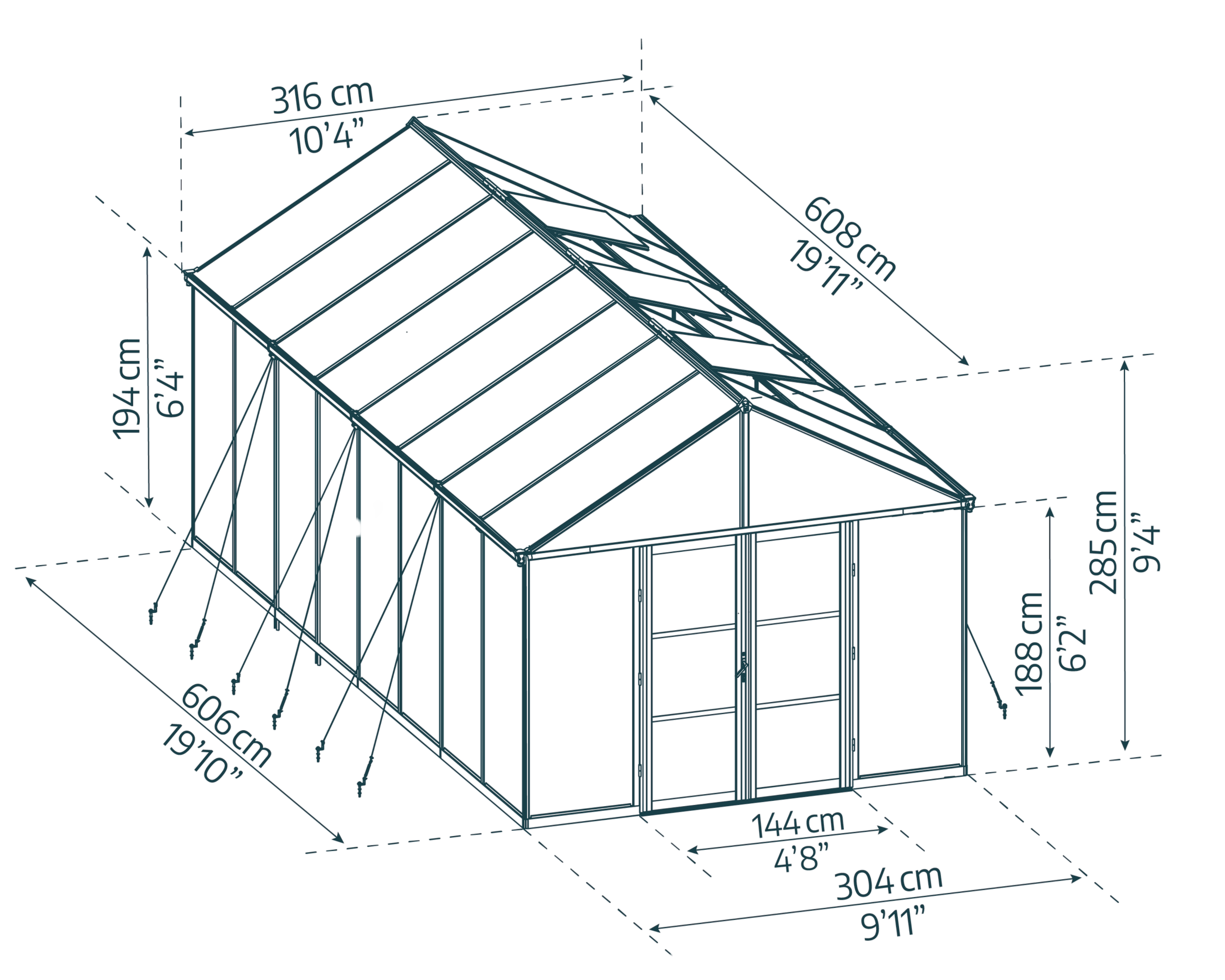 Aria 10x9x10.ft Clear wall Heavy Duty Greenhouse