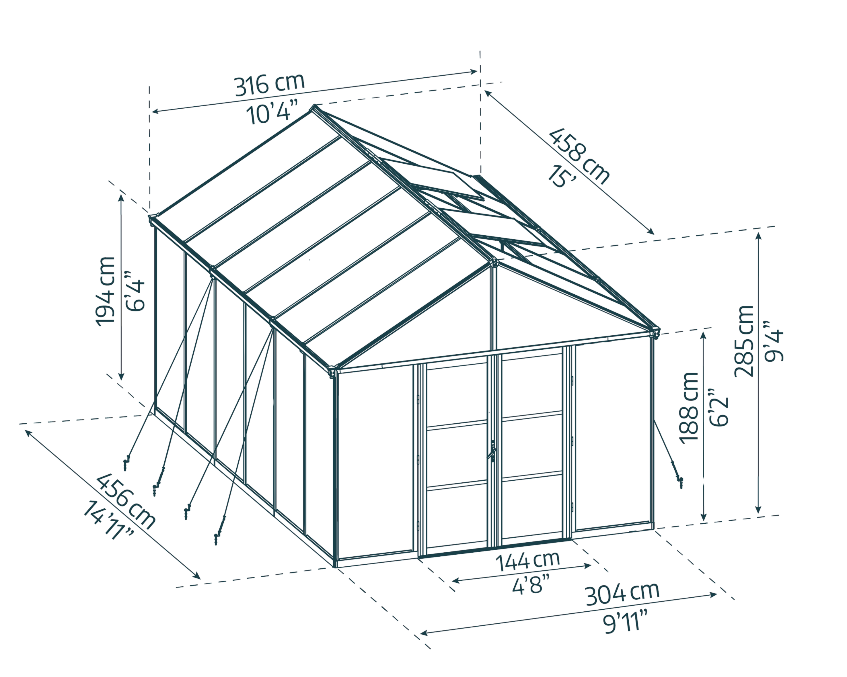 Aria 10x9x15.ft Clear wall Heavy Duty Greenhouse