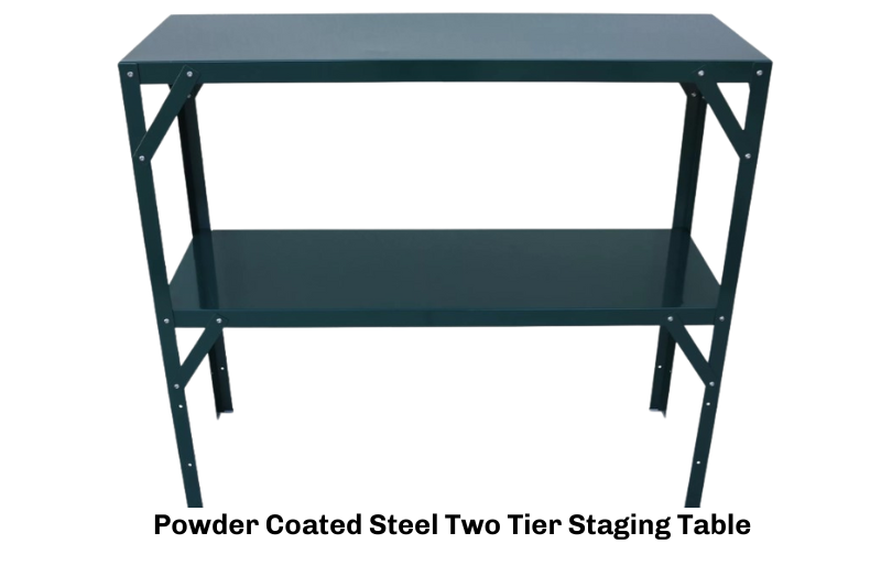 Powder Coated Steel Two Tier Staging Table for Grandio