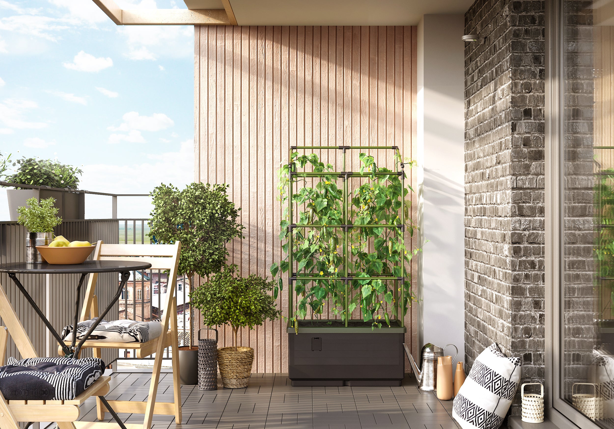 City Jungle Raised Bed Planter Box with Trellis