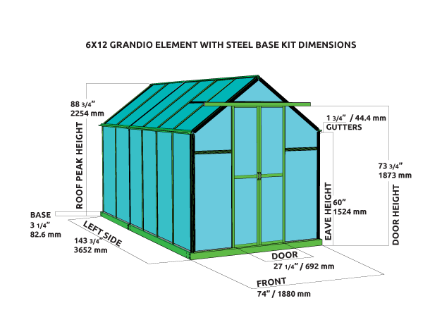 Element 6X7X12.ft Greenhouse