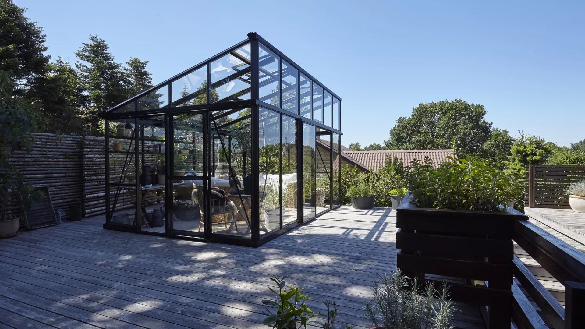 Modern Premium Pent-Roof Glass Greenhouse