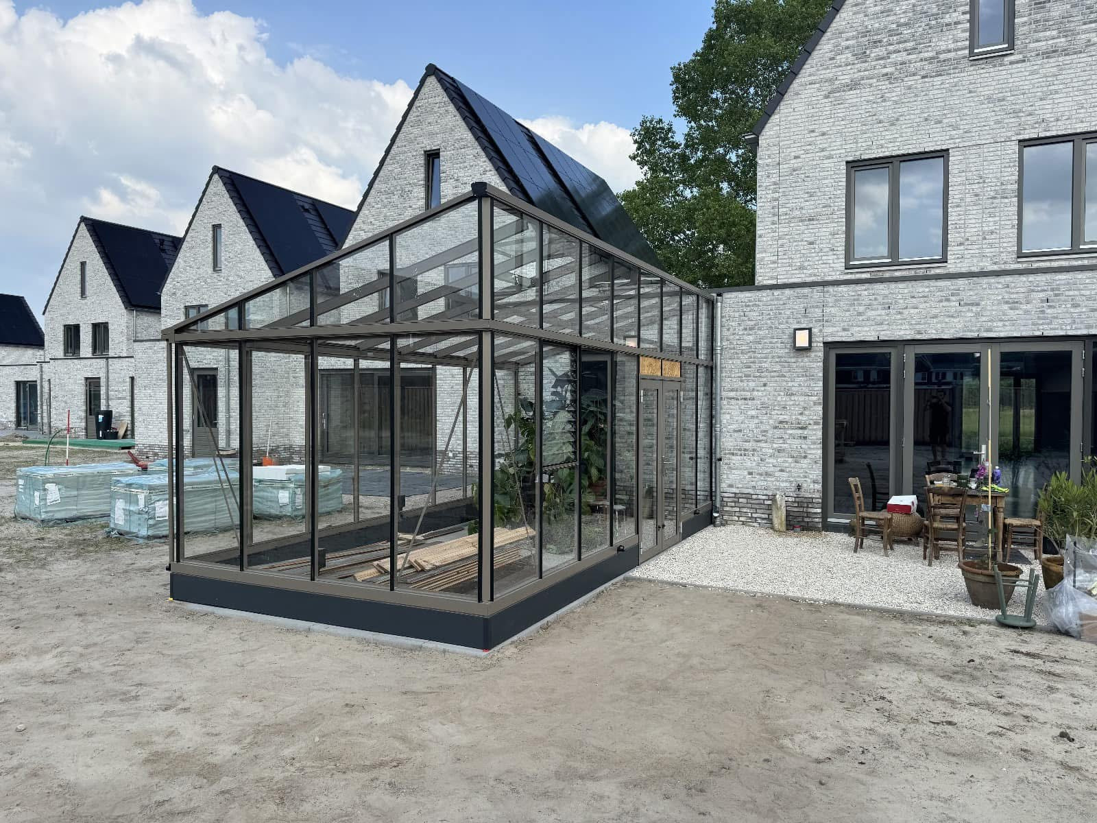 Modern Premium Pent-Roof Glass Greenhouse