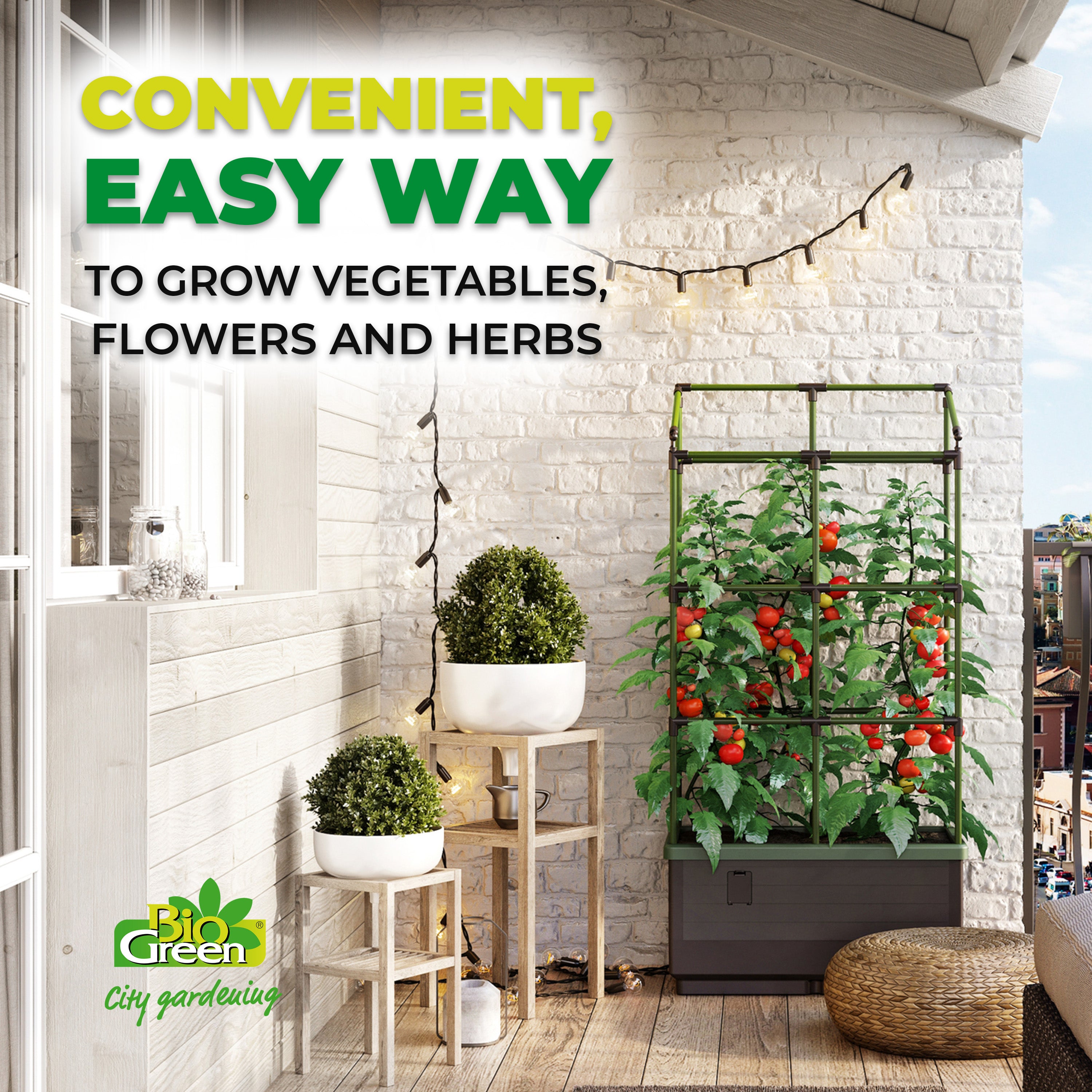 City Jungle Raised Bed Planter Box with Trellis