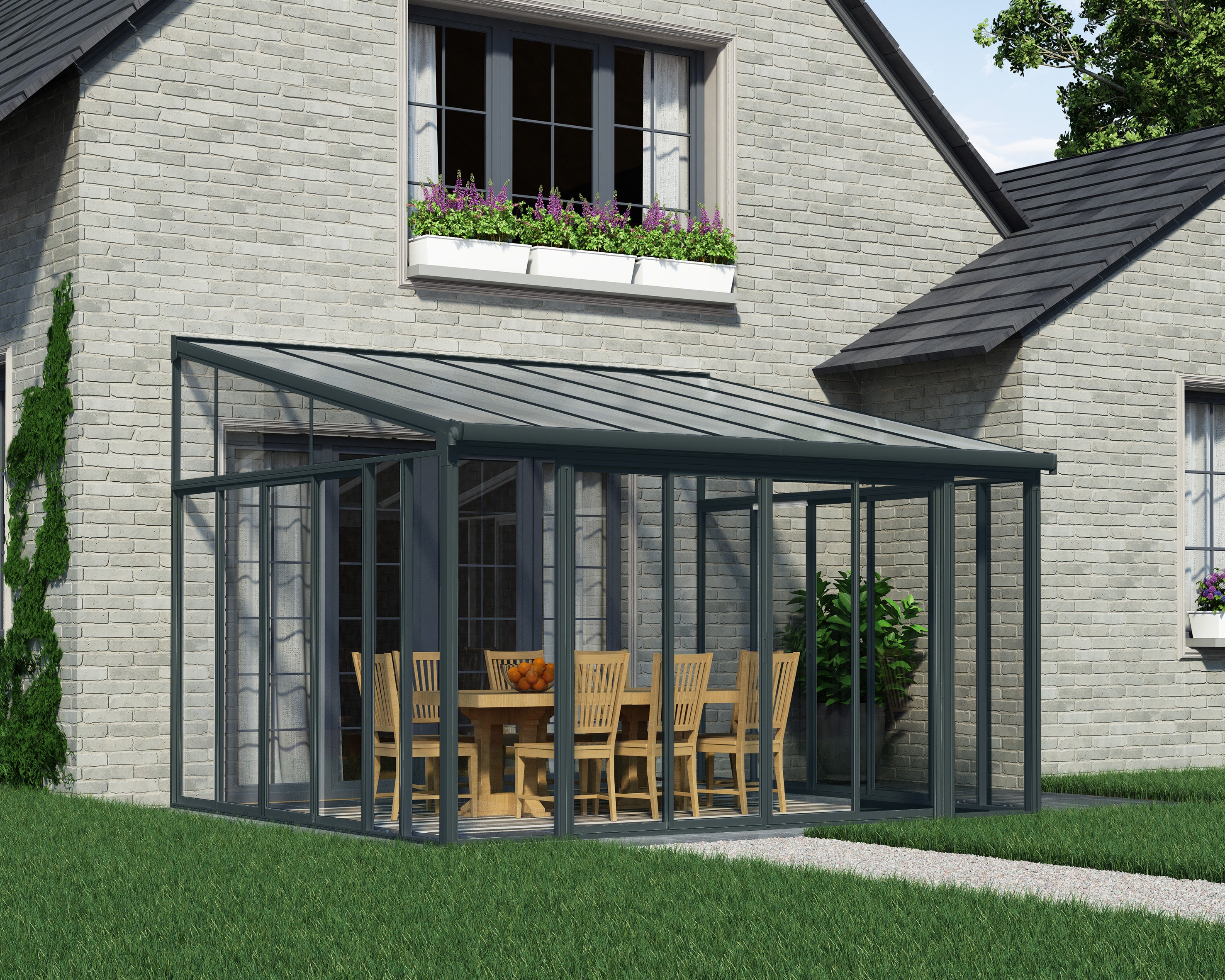SanRemo 13'x10'x14' Lean to Garden House
