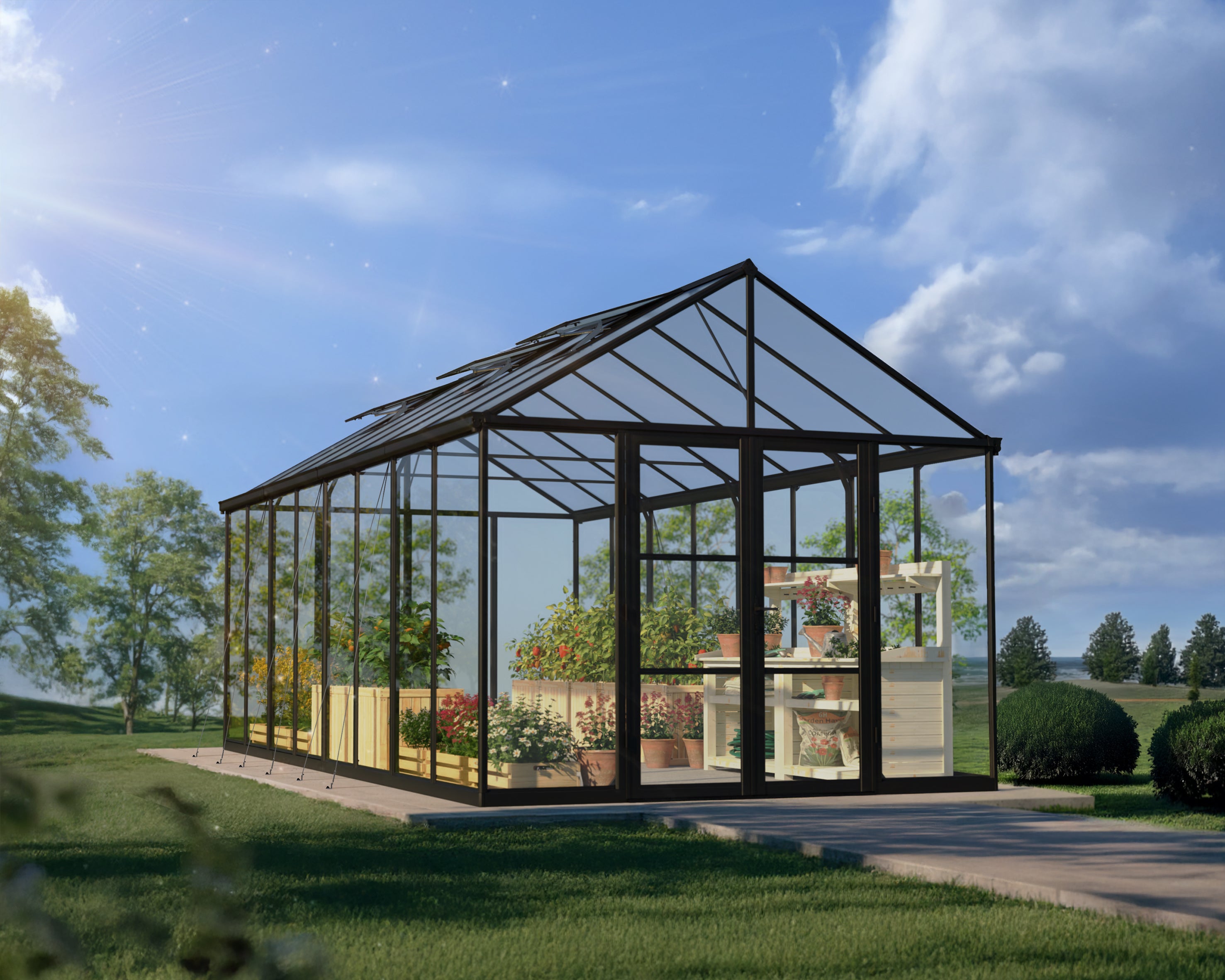 Aria 10x9x20.ft Clear wall Heavy Duty Greenhouse