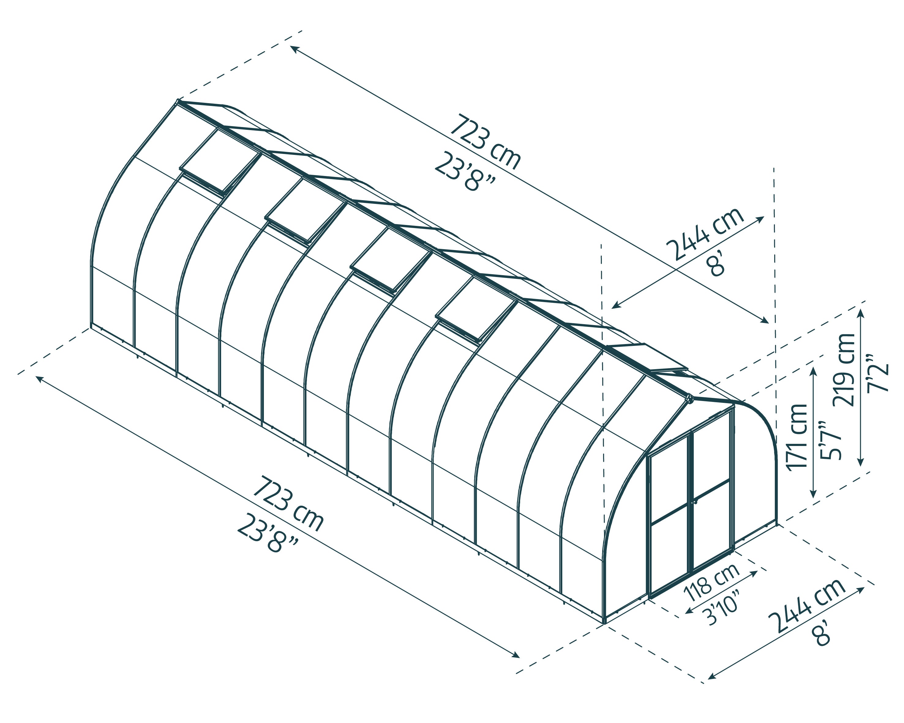 Bella™ 8x8x24.ft Greenhouse