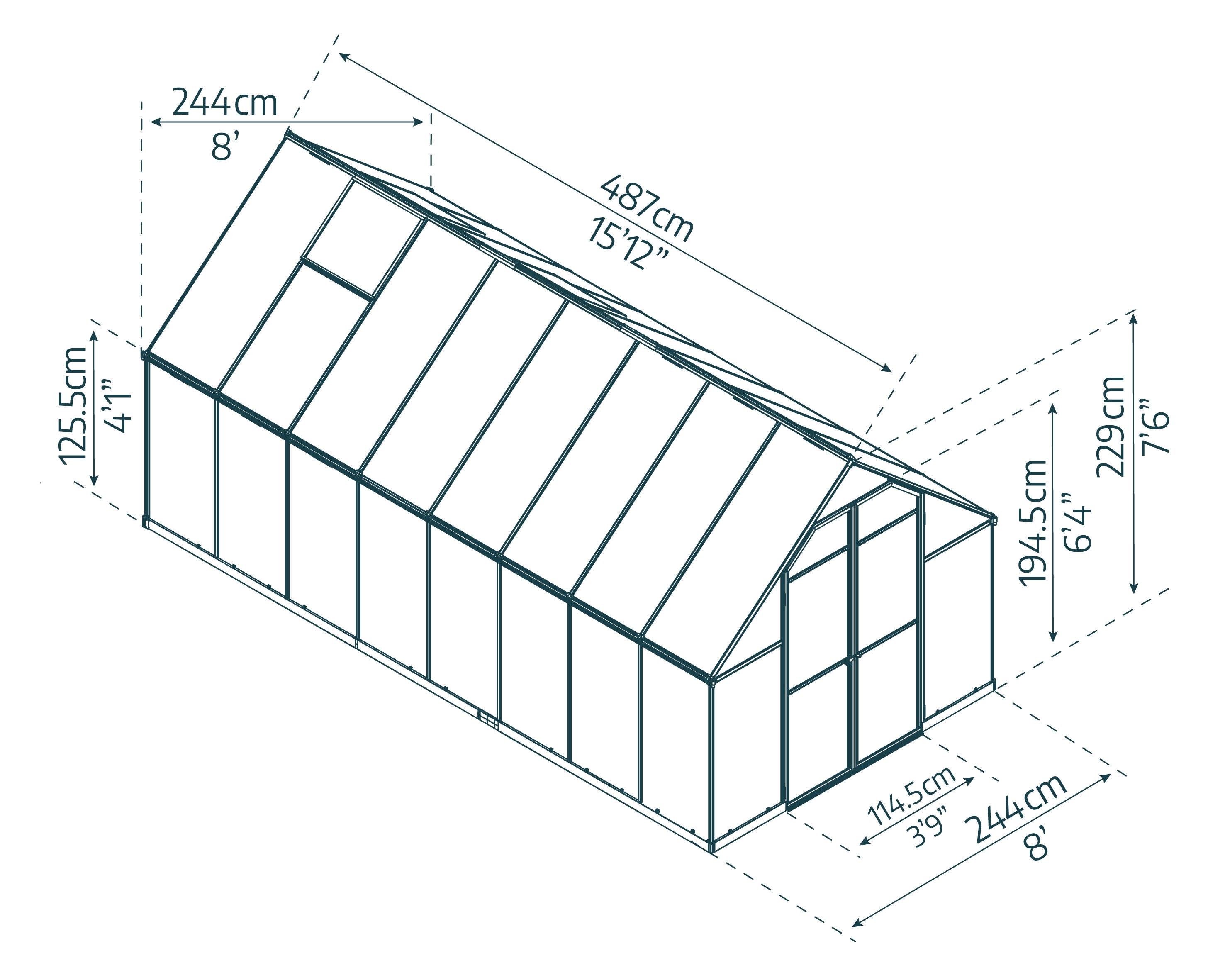 Essence™ 8x8x16.ft Twin Wall Greenhouse