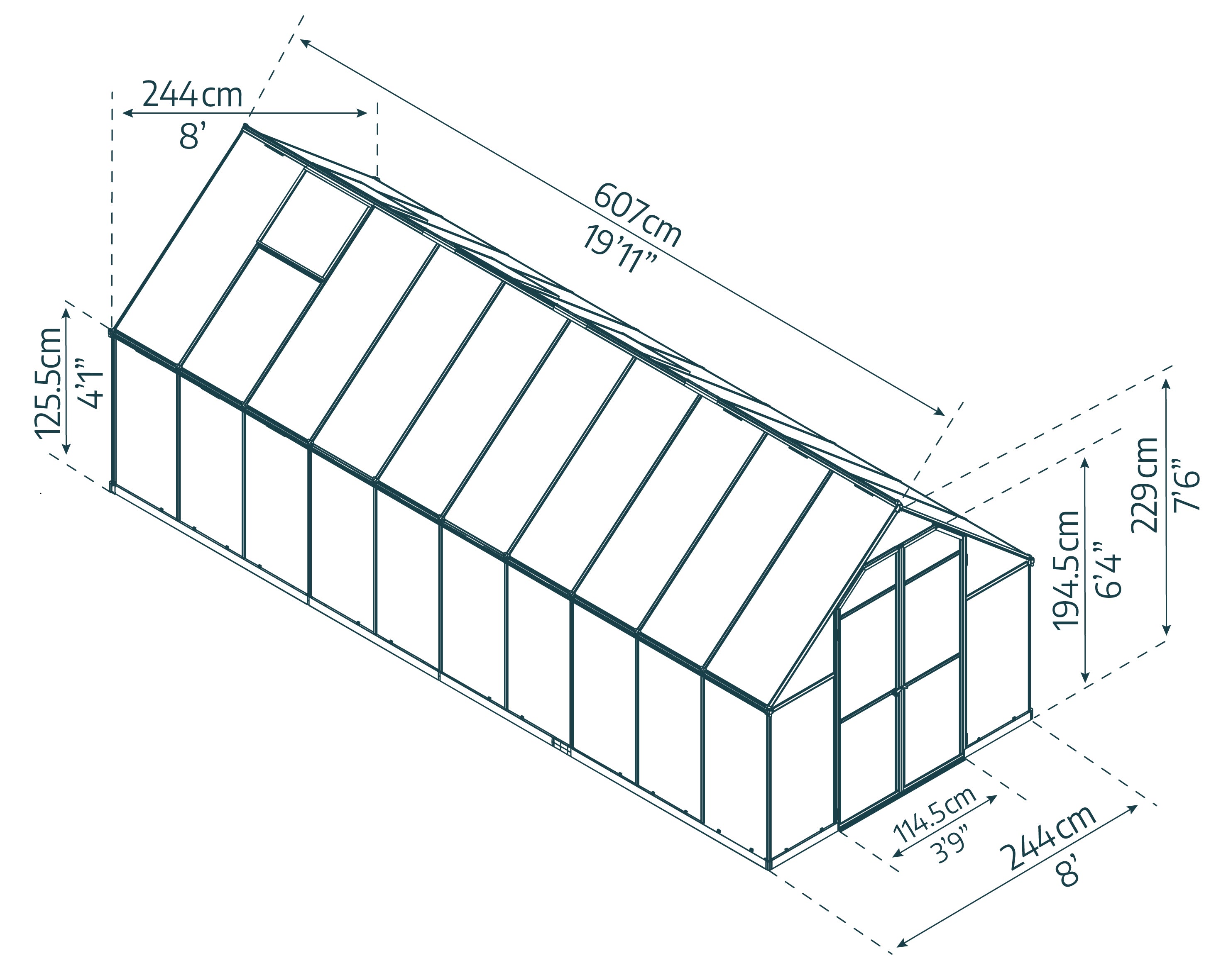 Essence™ 8x8x20.ft Twin Wall Greenhouse