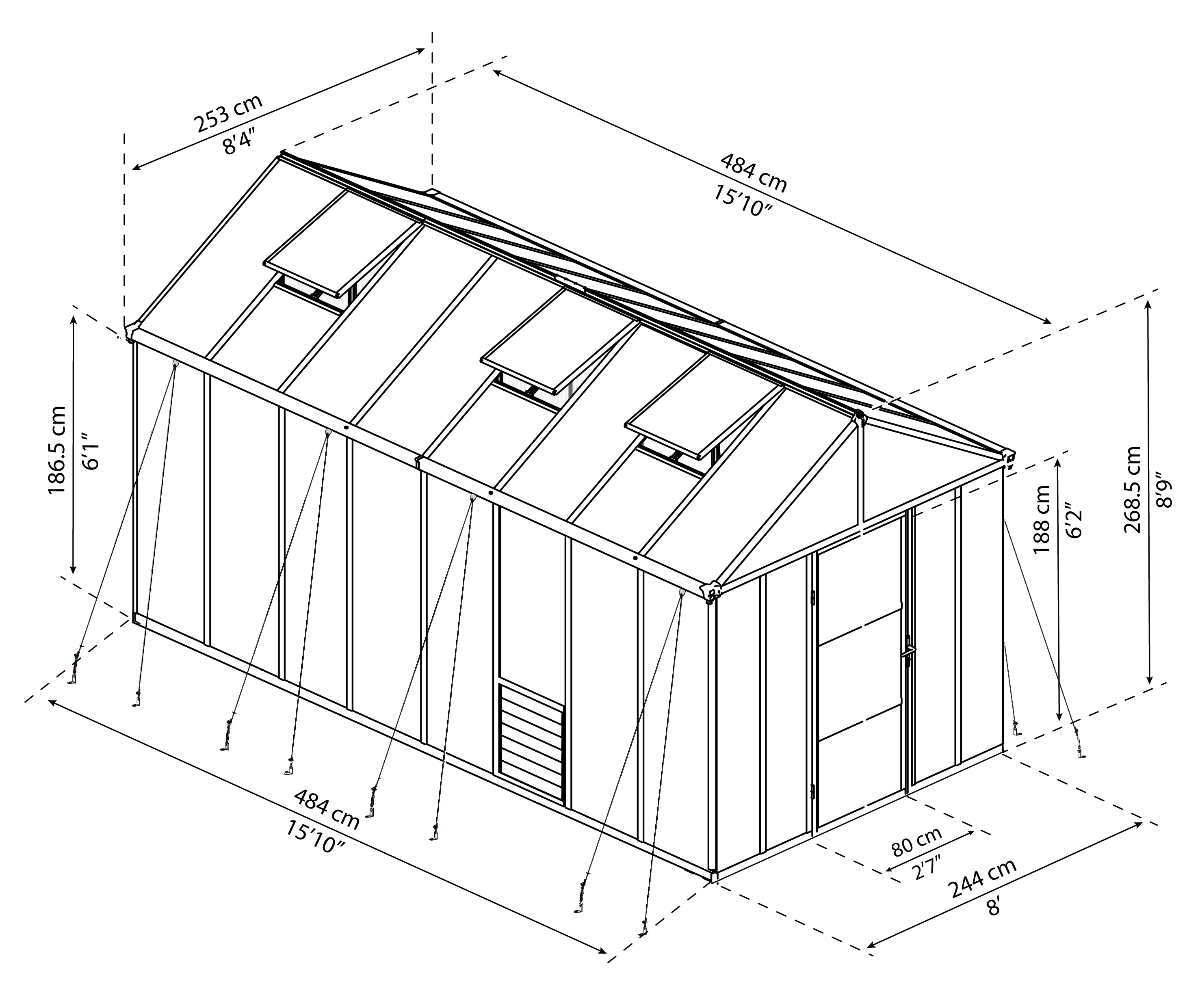 Glory™ 8x8x16.ft Elite Year-Round Greenhouse