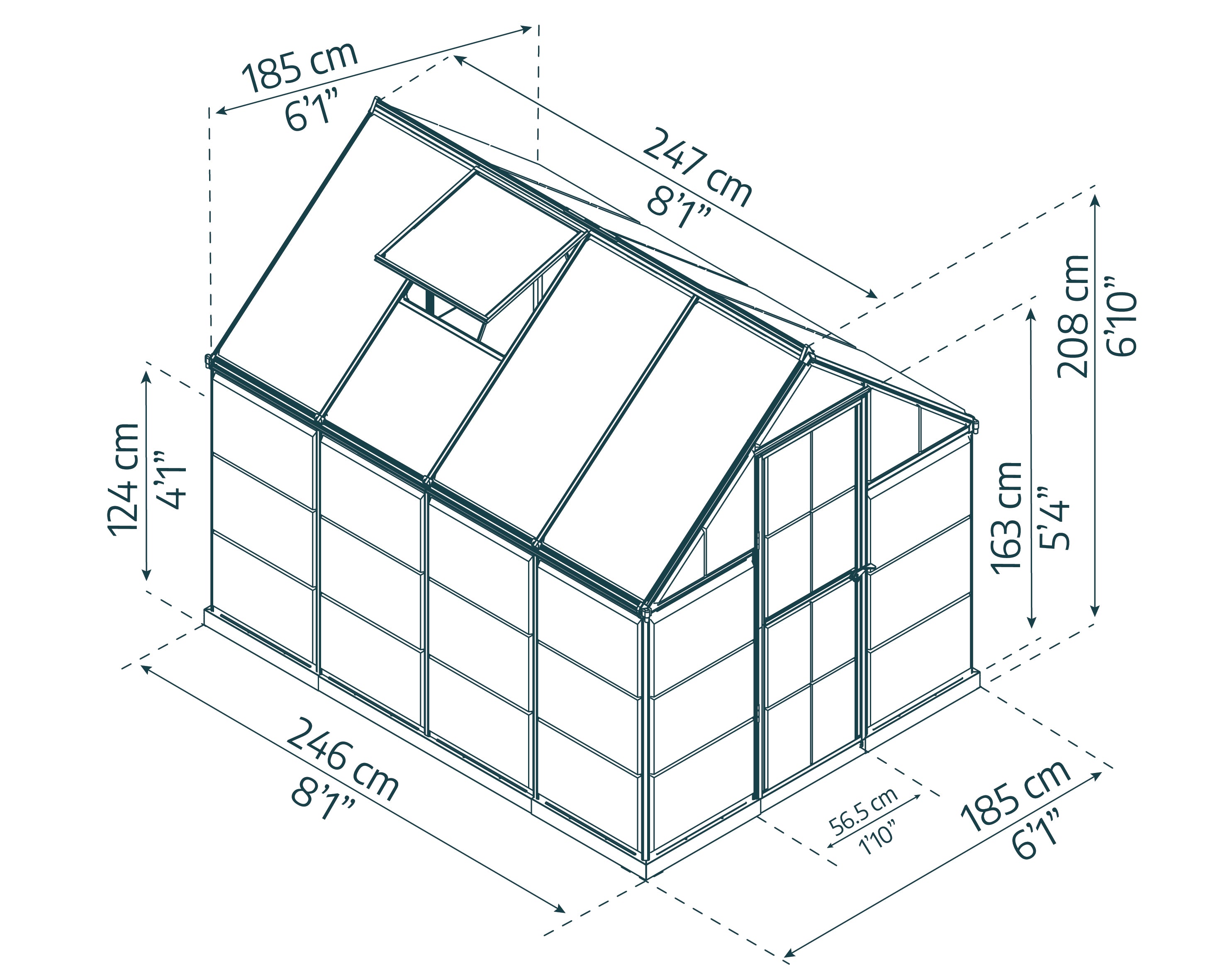 Hybrid™ 6x7X8.ft Clear Wall Greenhouse