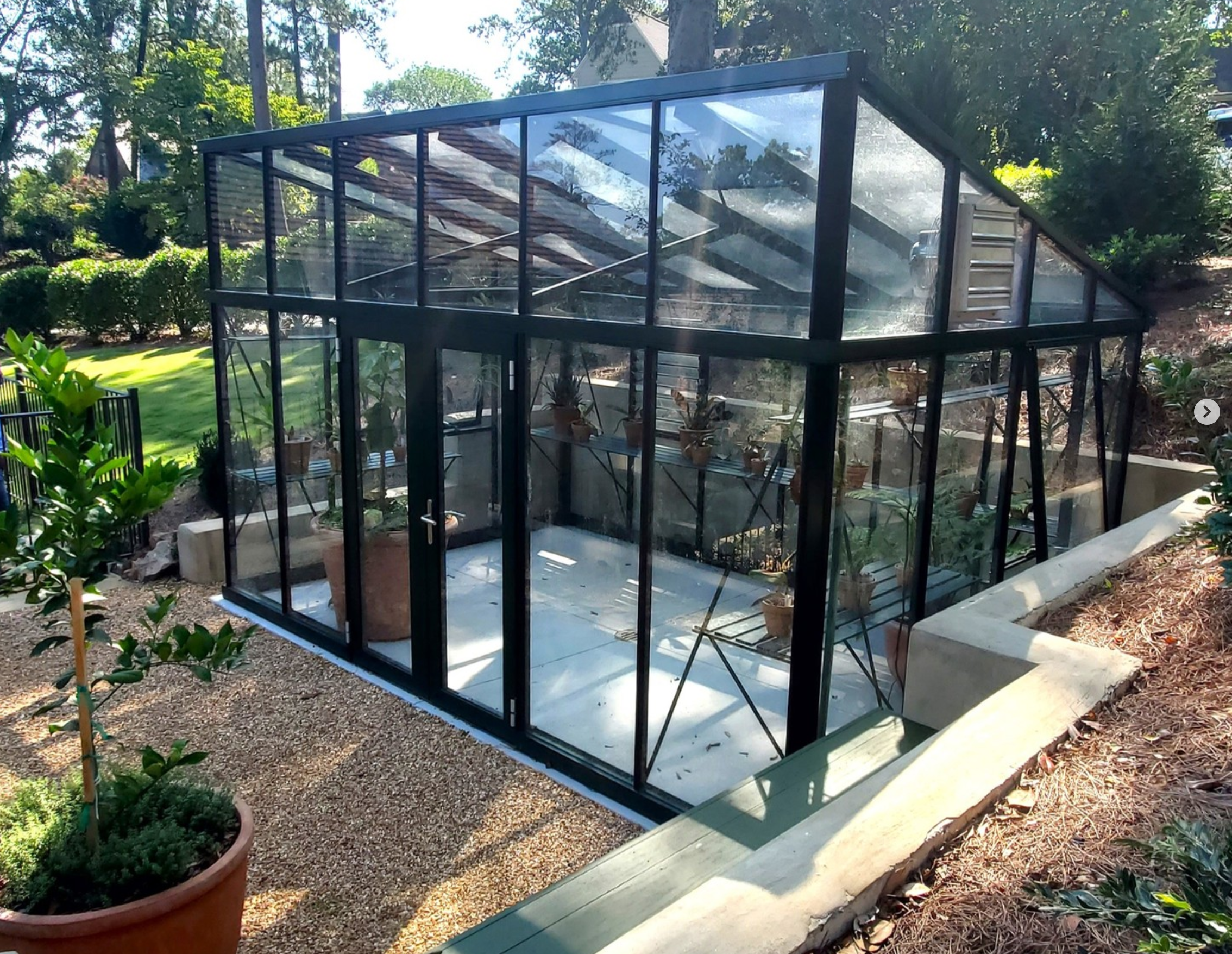 Modern Premium Pent-Roof Glass Greenhouse