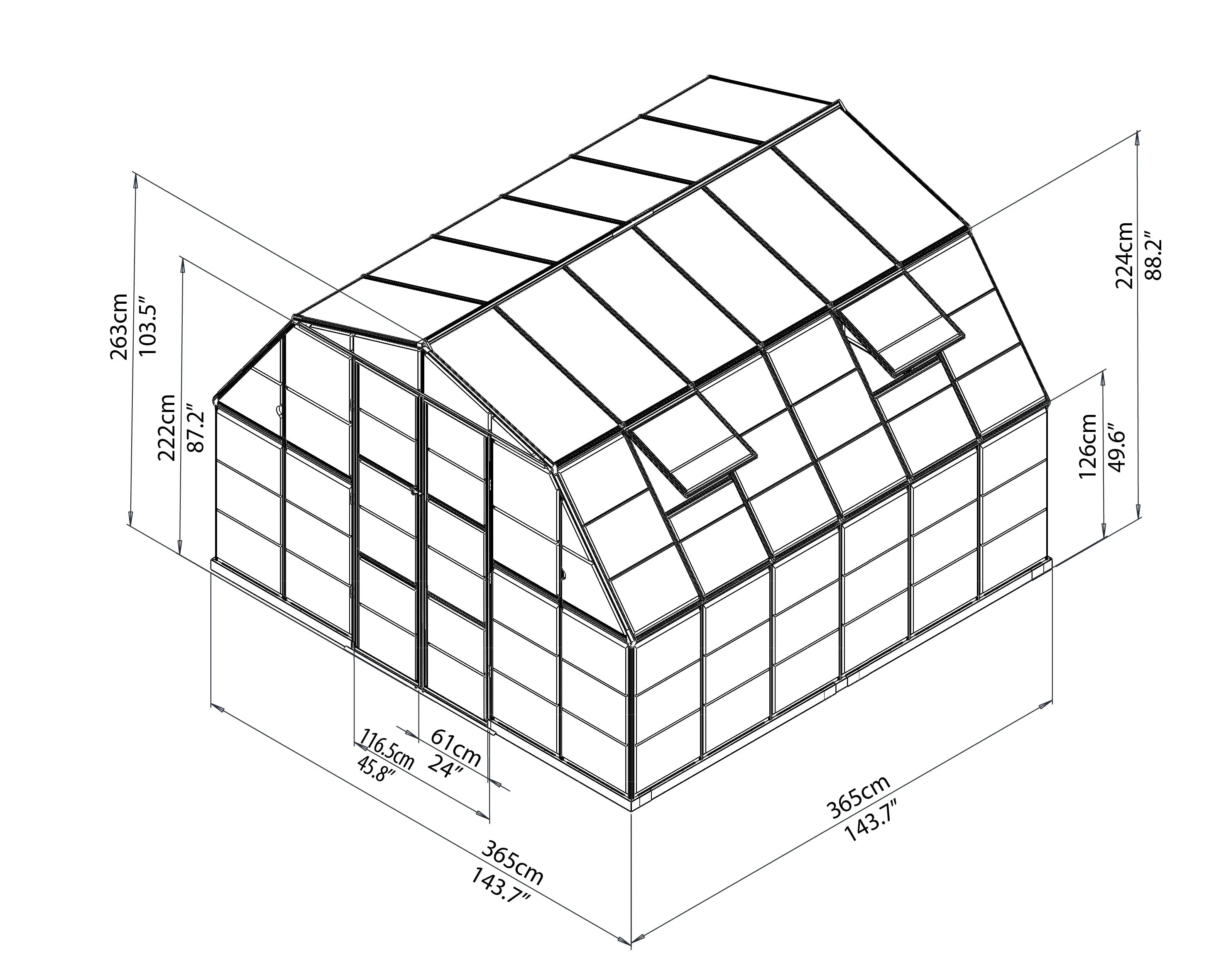Americana Greenhouse - Americana™ 12x8x12.ft Clear Wall Chalet Greenhouse