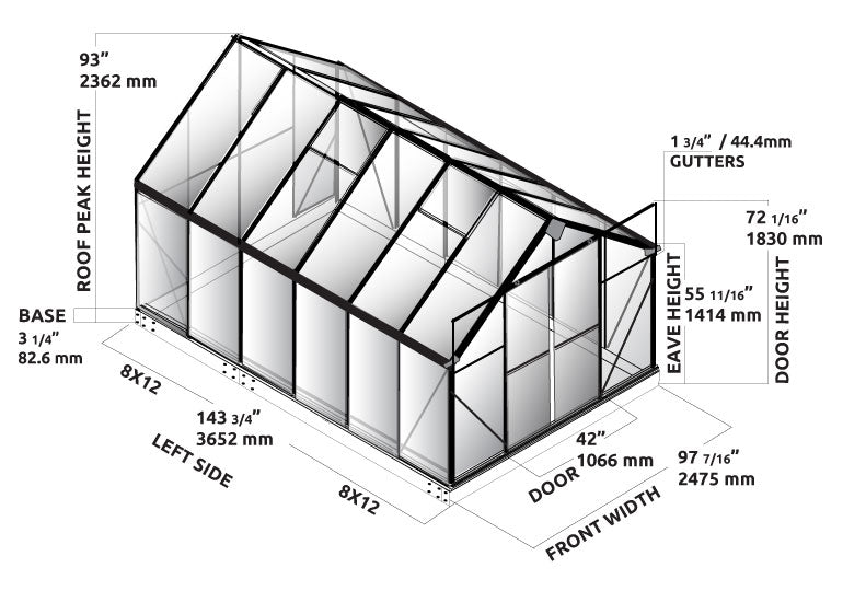 Ascent 8X8X12.ft Greenhouse