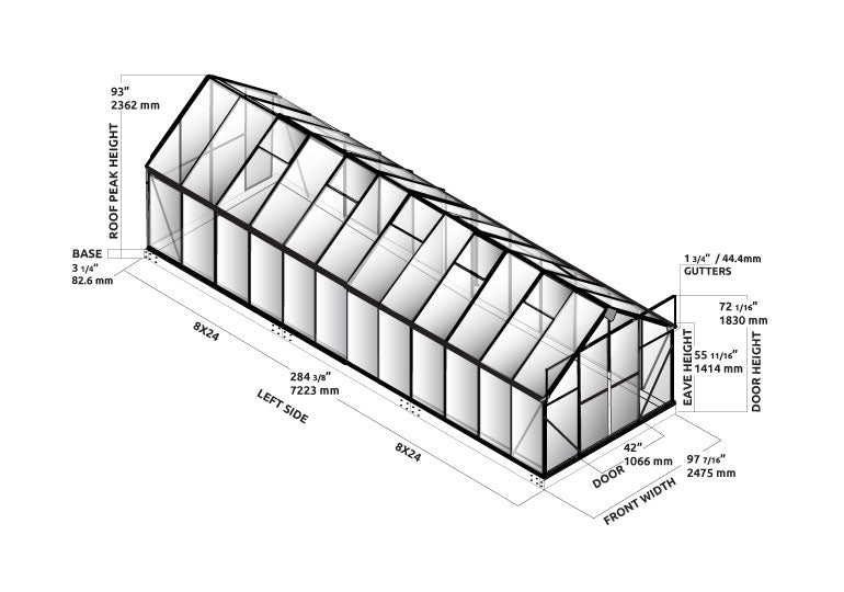 Ascent 8X8X24.ft Greenhouse