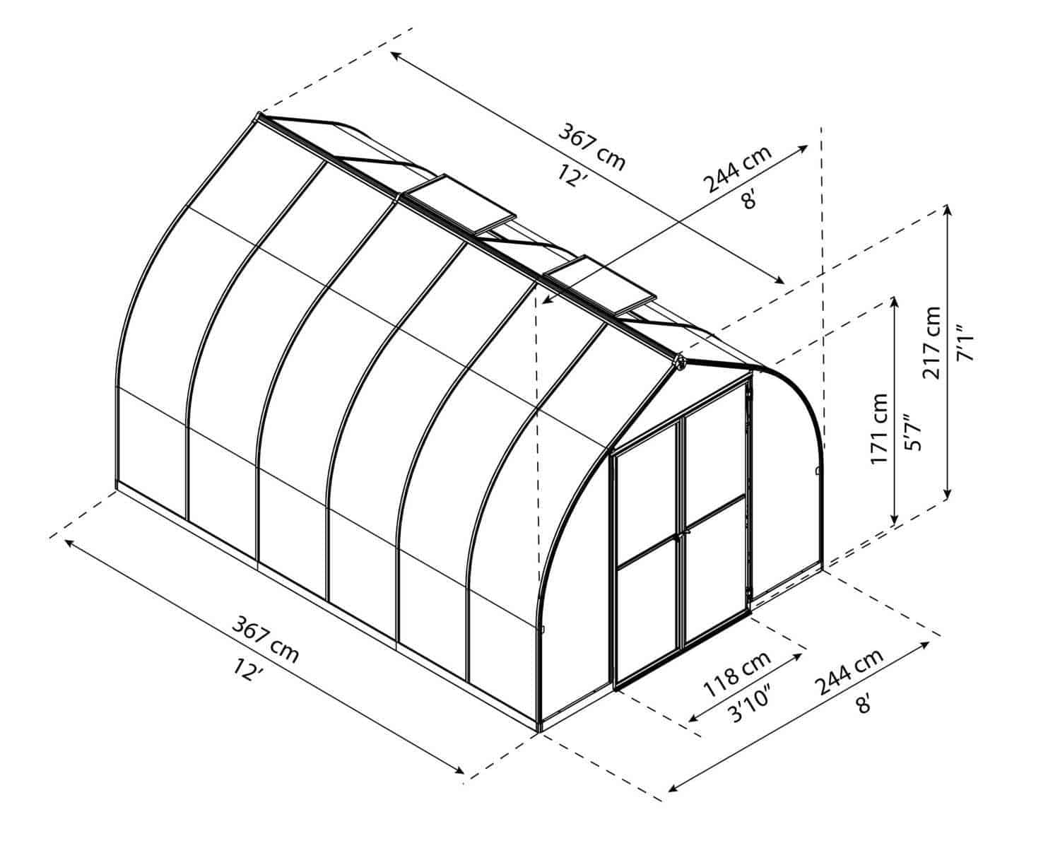 Bella Greenhouse - Bella™ 8x8x16.ft Twin Wall Greenhouse