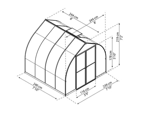 Bella Greenhouse - Bella™ 8x8x8.ft Twin Wall Greenhouse