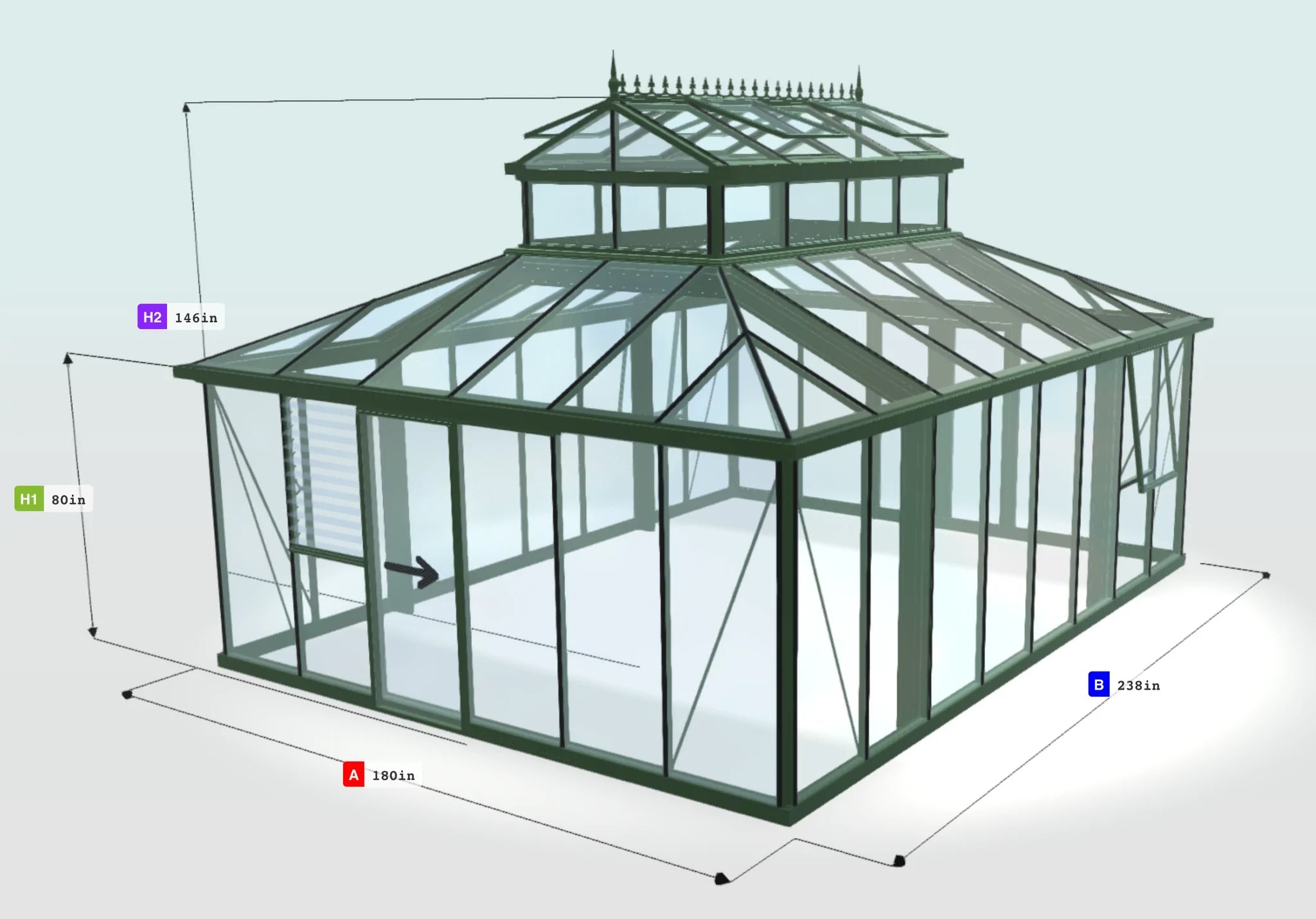Cathedral Victorian - Cathedral 15X12X20.ft Victorian Greenhouse