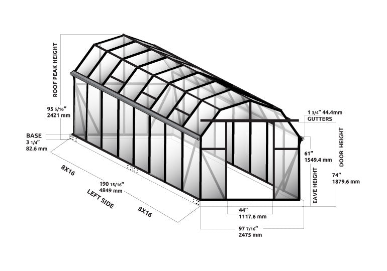 Elite 8X8X16.ft Greenhouse
