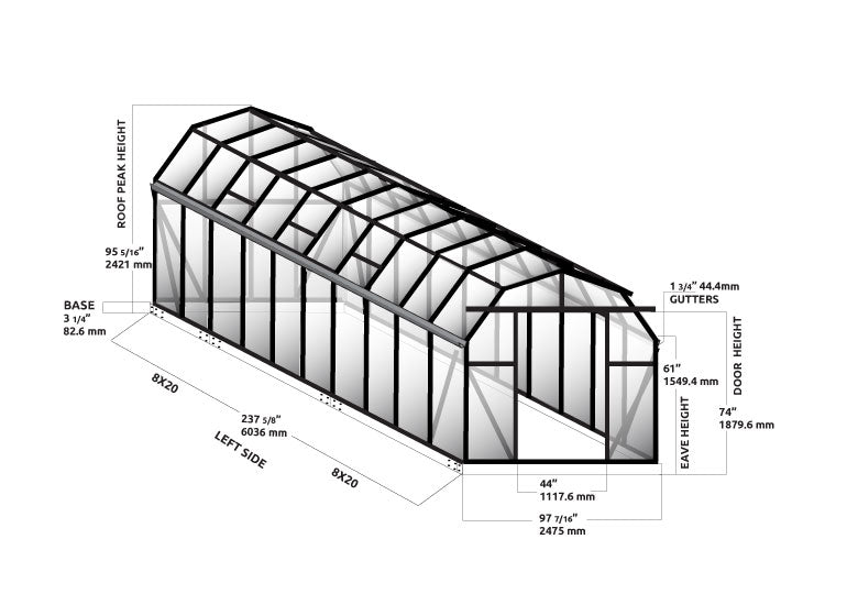Elite 8X8X20.ft Greenhouse
