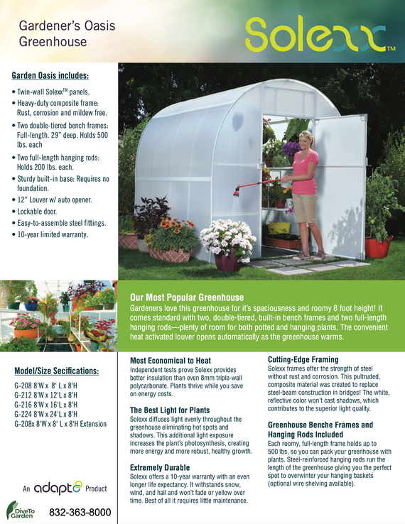 Gardener's Oasis Greenhouse - Gardener's Oasis™ 8x8x8.ft Heat Efficient Greenhouse