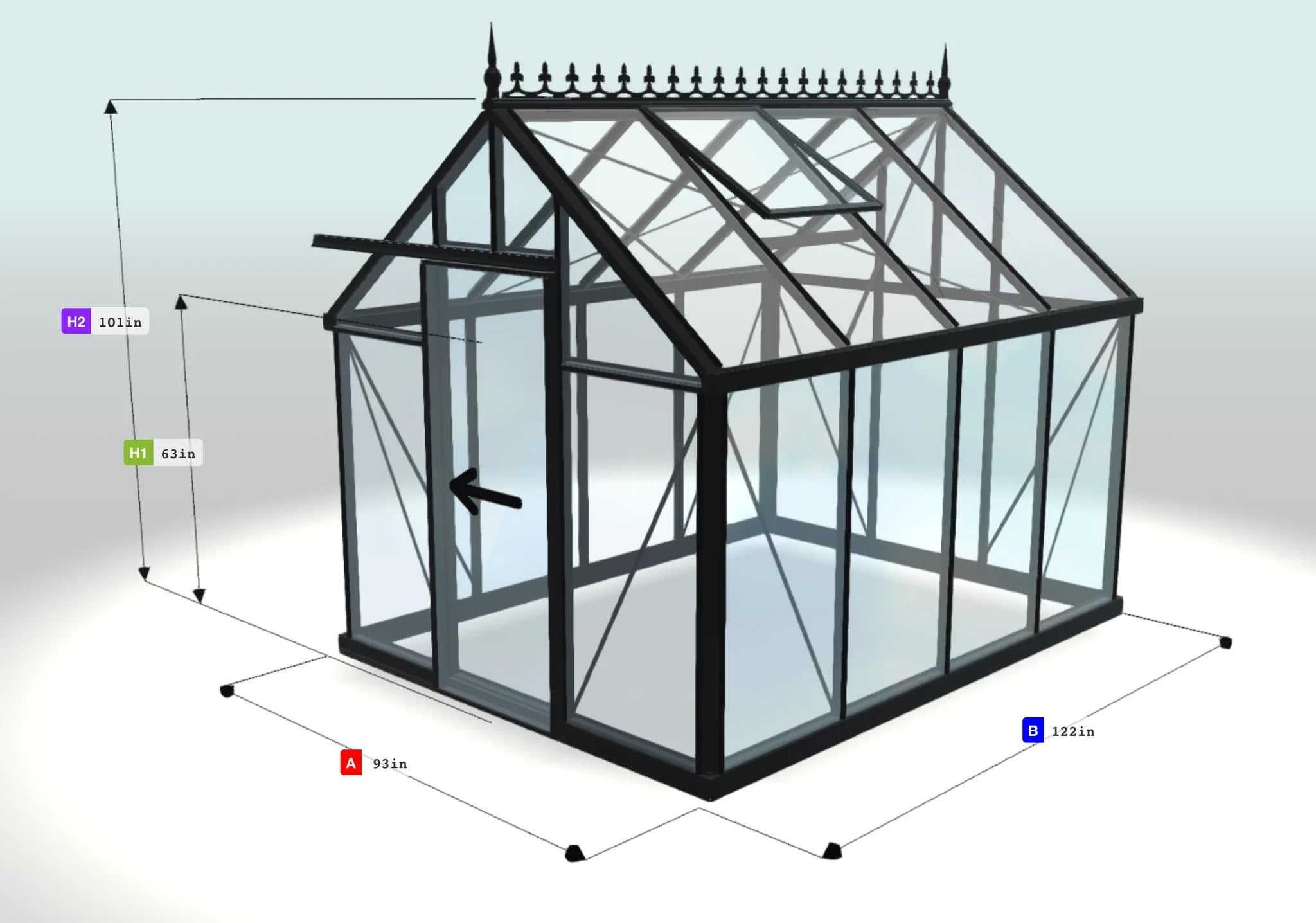 Jr Victorian Greenhouse - Jr Victorian™ 8X8X10.ft VIC 23 Glass Wall Greenhouse