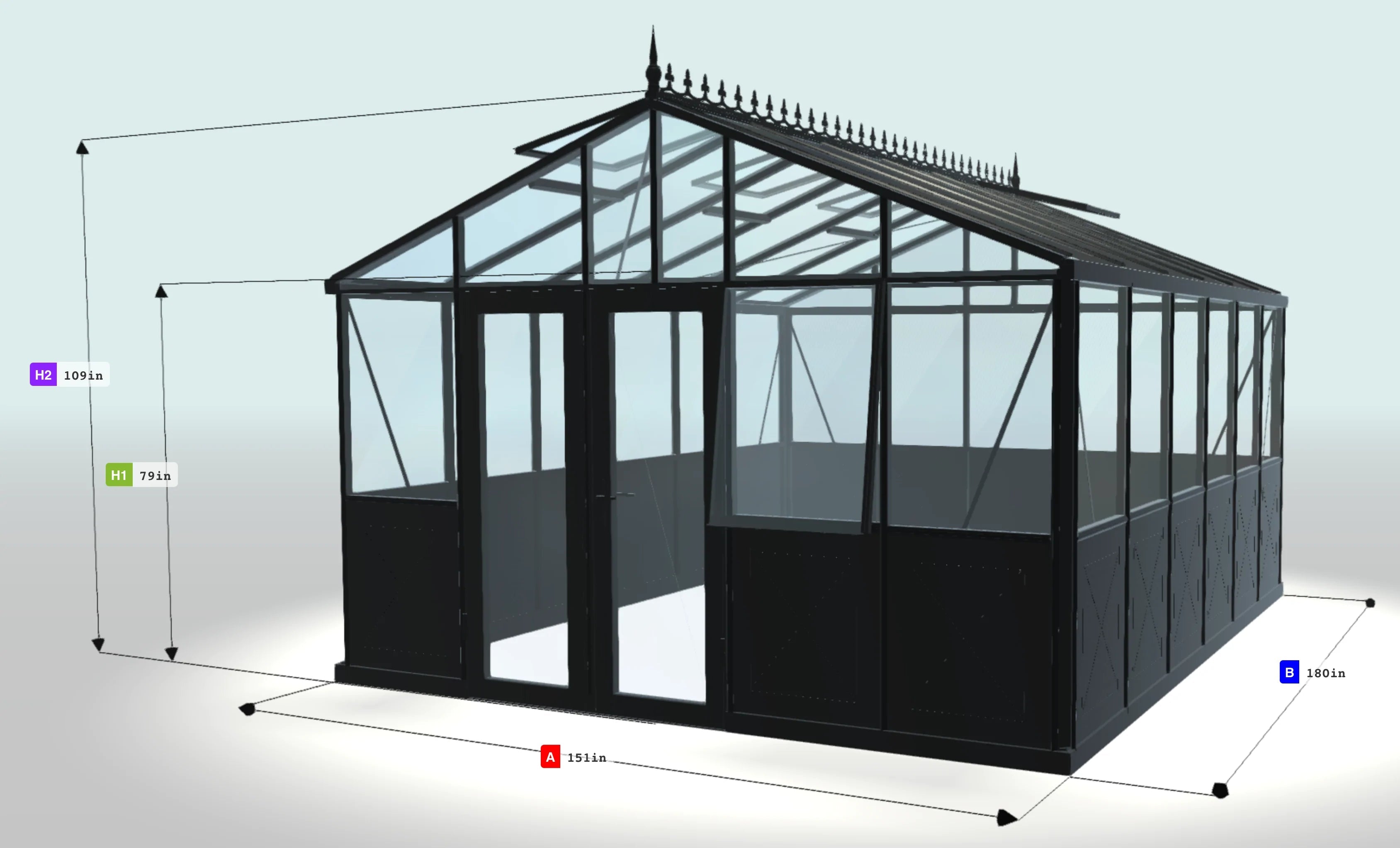 Retro Victorian Greenhouse - Retro.Victorian™ 10X9X15.ft VI36 Premium Greenhouse