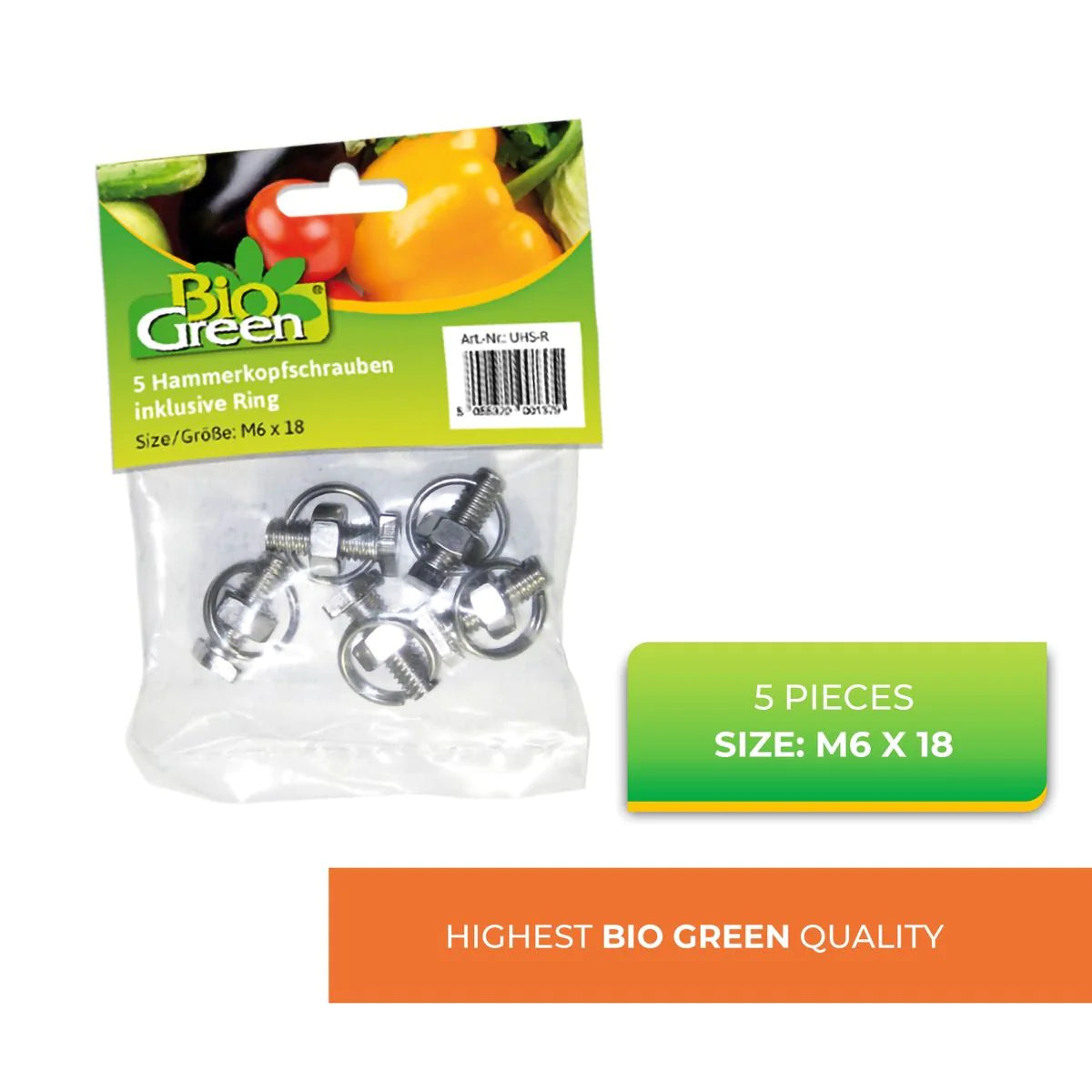 T-Bolt and Ring Nuts for Greenhouse Profiles M6x18 (5 Pcs.)