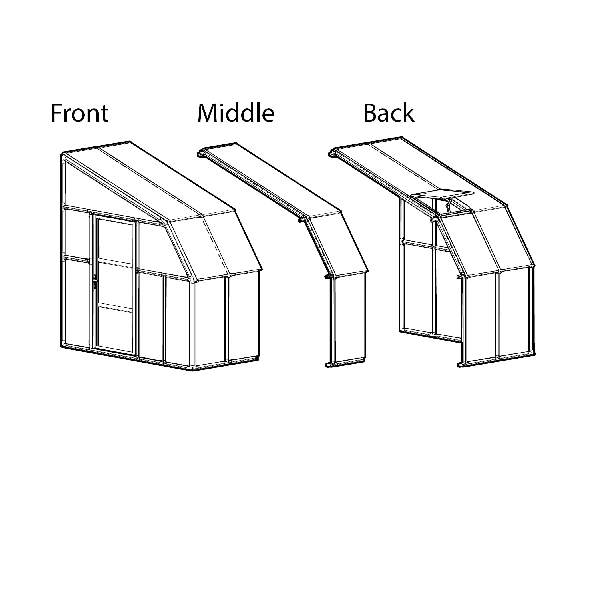 Sun Room 6 Greenhouse - Sun Room 2™ 6x8x12.ft Lean-to Solarium Kit