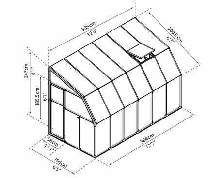 Sun Room 6 Greenhouse - Sun Room 2™ 6x8x14.ft Lean-to Solarium Kit