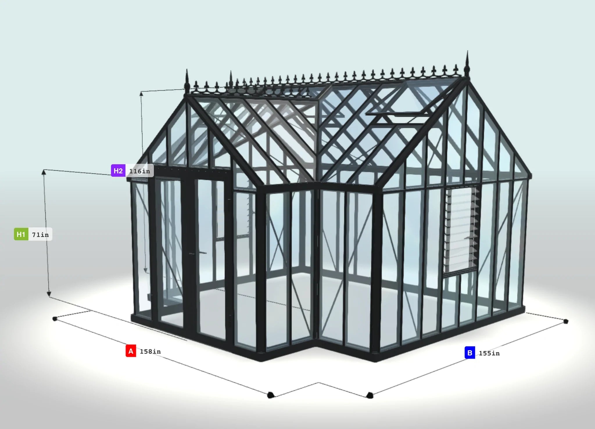 Victorian T-Shape - EOS™ 13X10X13.ft T-Shaped Greenhouse Ground Edition