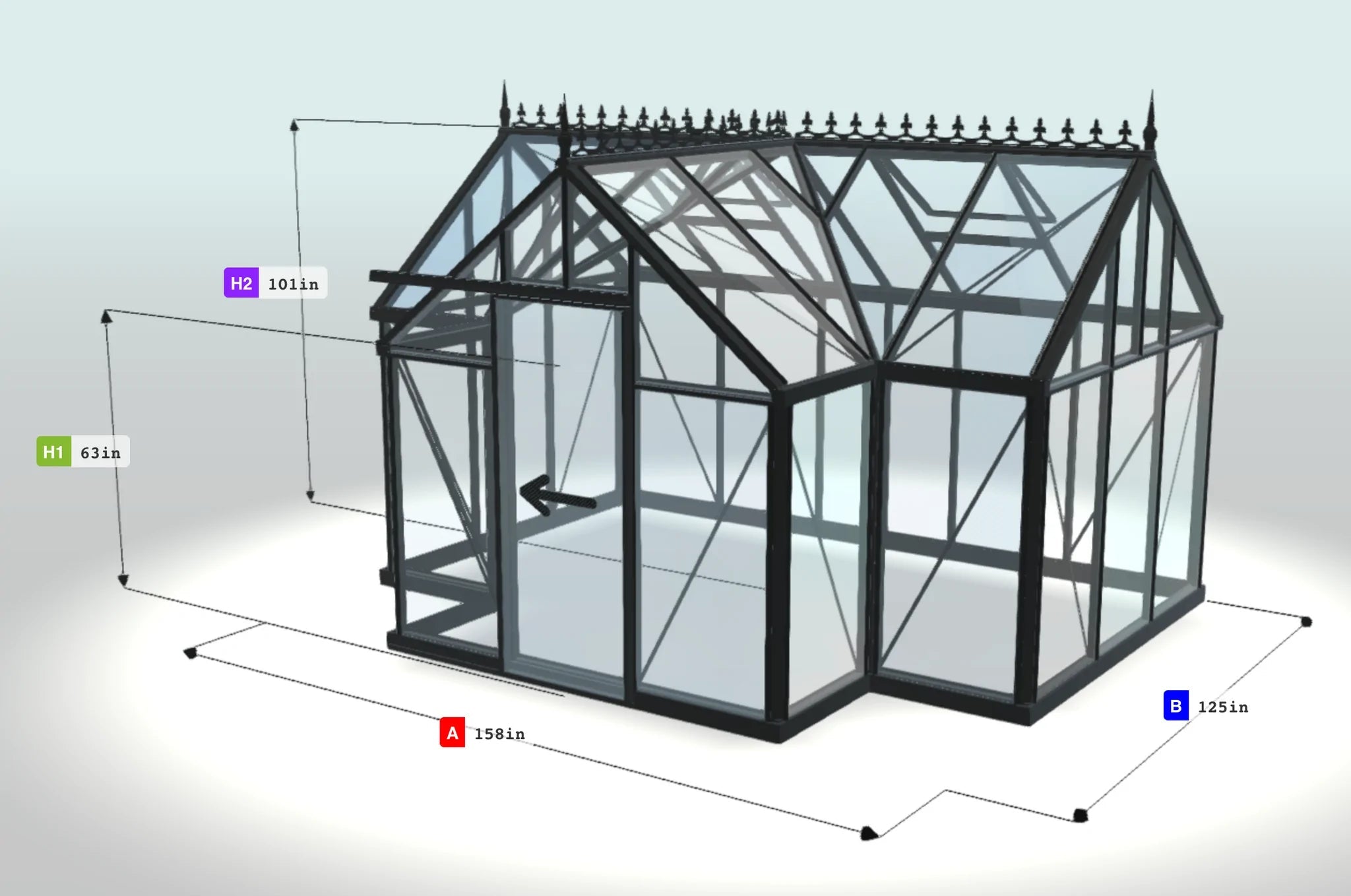 Victorian T-Shape - Jr Victorian™ 10X8X13.ft Orangerie Greenhouse