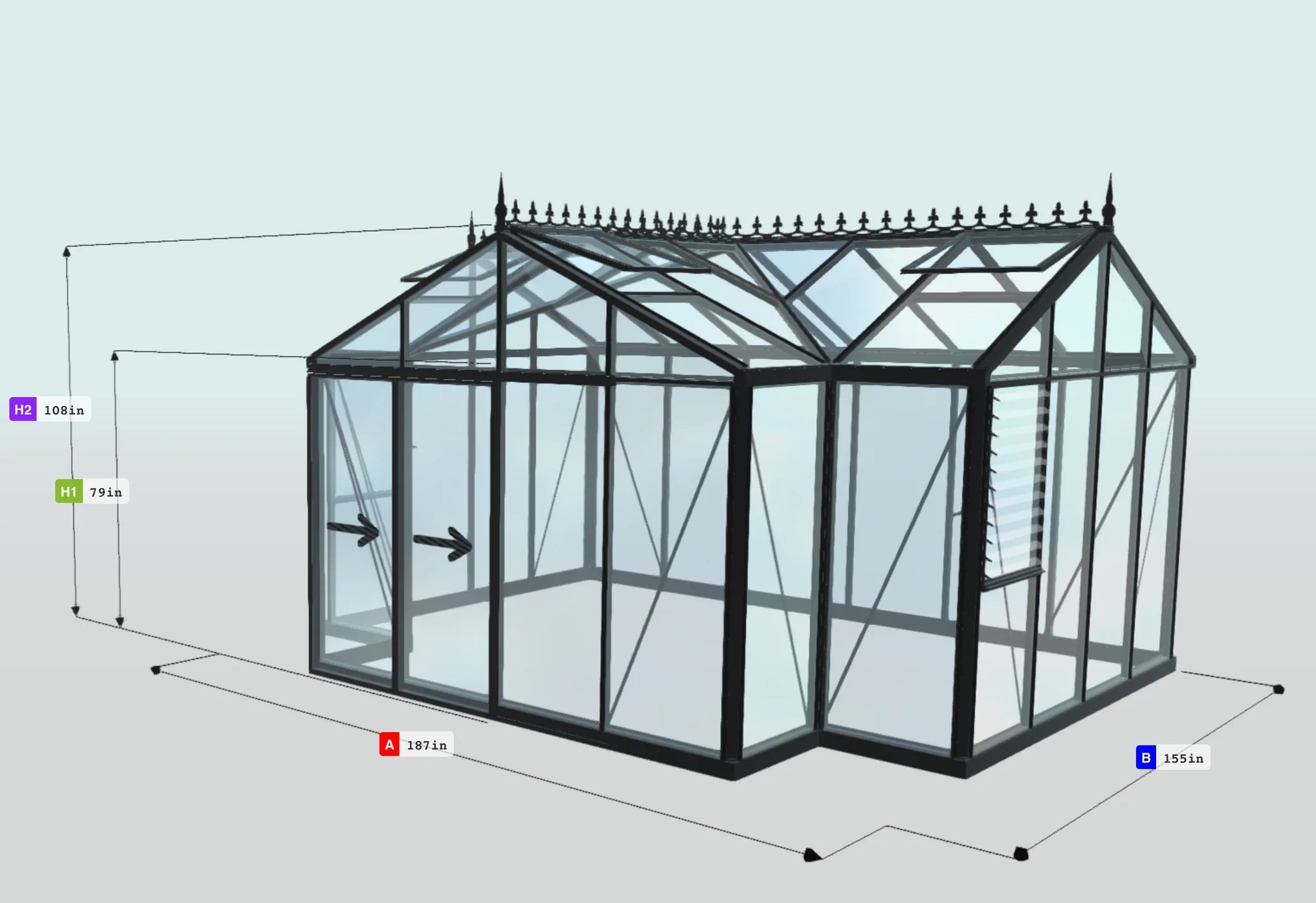 Victorian T-Shape - Royal Victorian™  16X9X13.ft Orangerie Greenhouse