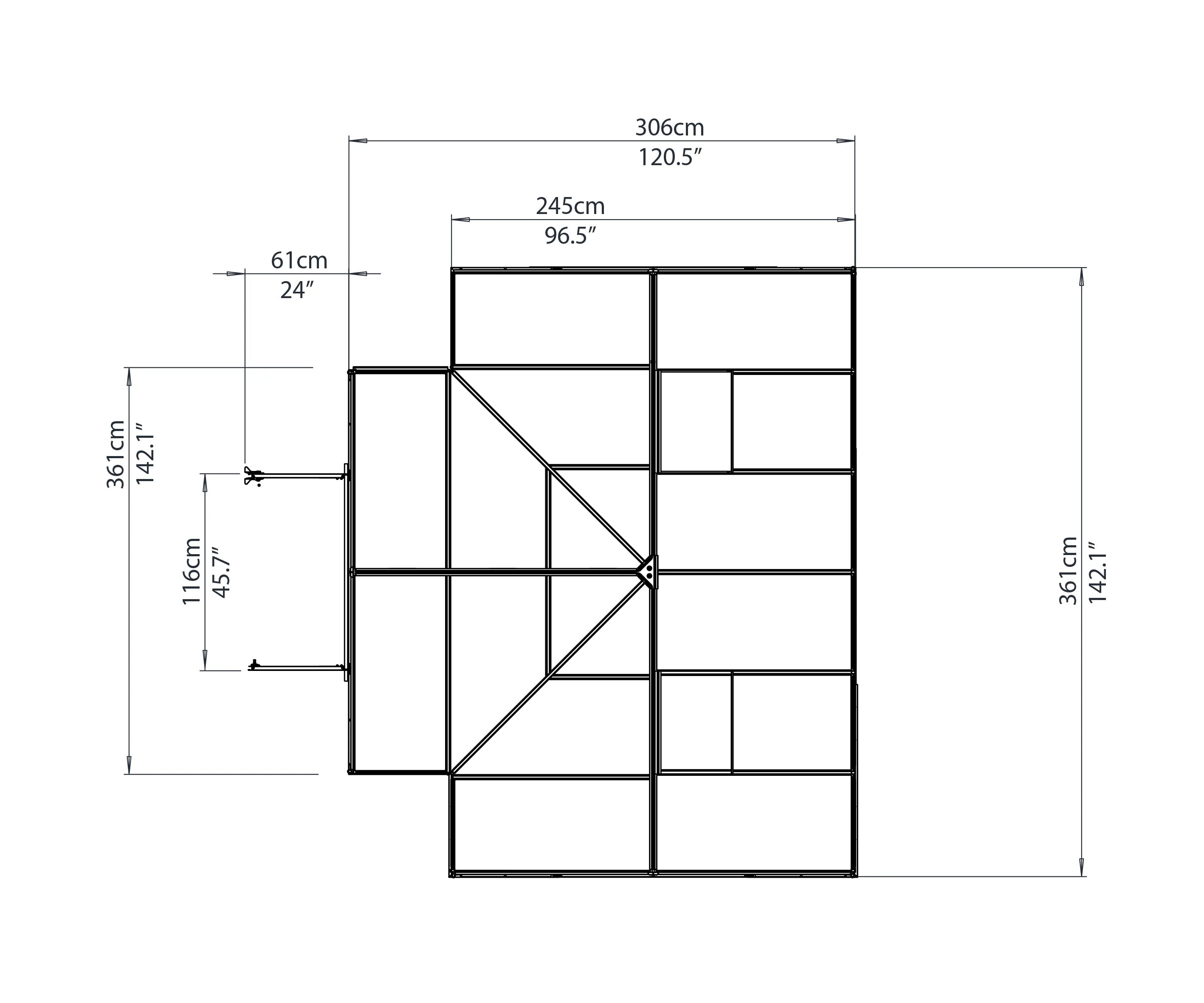 Victory Oeangery T-Shape Greenhouse - Victory Orangery™ 12x9x10.ft Greenhouse