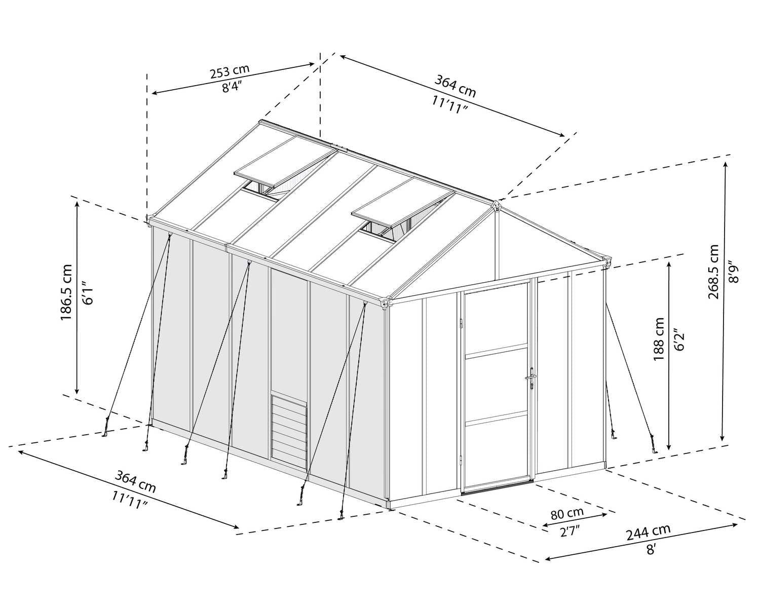Glory™ 8x8x12.ft Twin Wall Greenhouse - Dive To Garden
