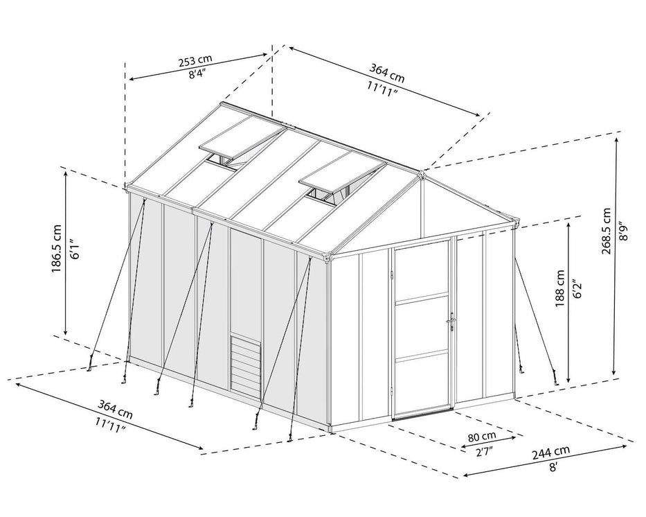 Glory™ 8x8x12.ft Twin Wall Greenhouse - Dive To Garden