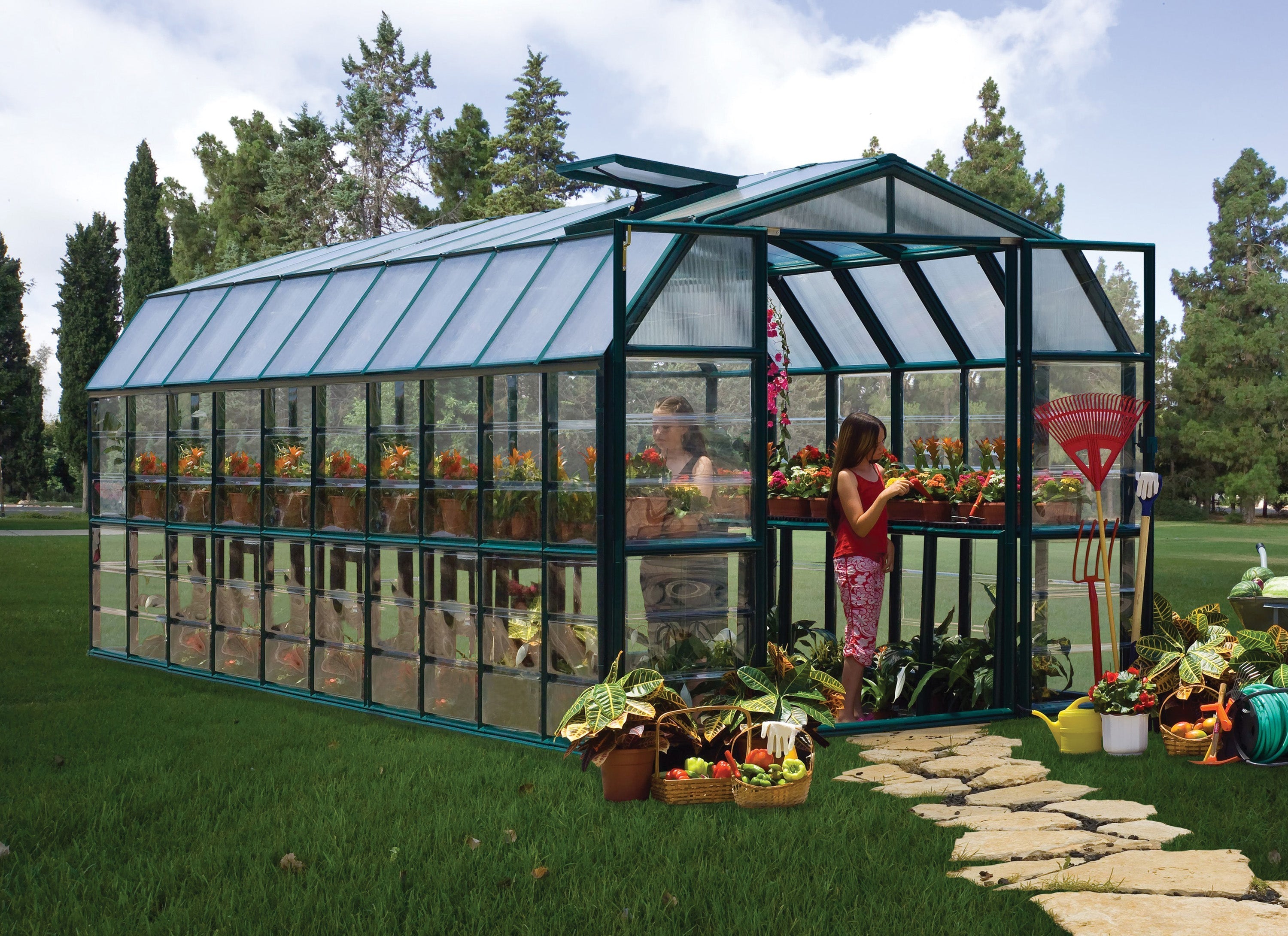 Grand Gardener 2™ Resin 8x8x20.ft Greenhouse - Dive To Garden