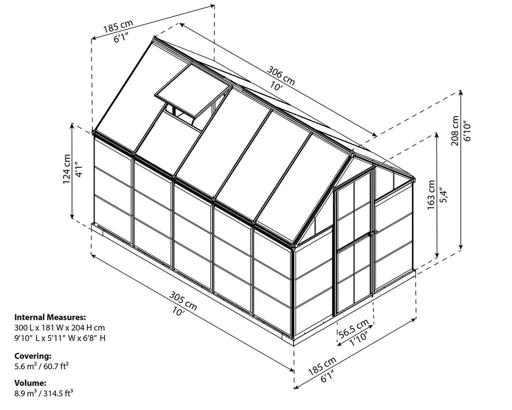 Hybrid™ 6x7x10.ft Clear Wall Greenhouse - Dive To Garden