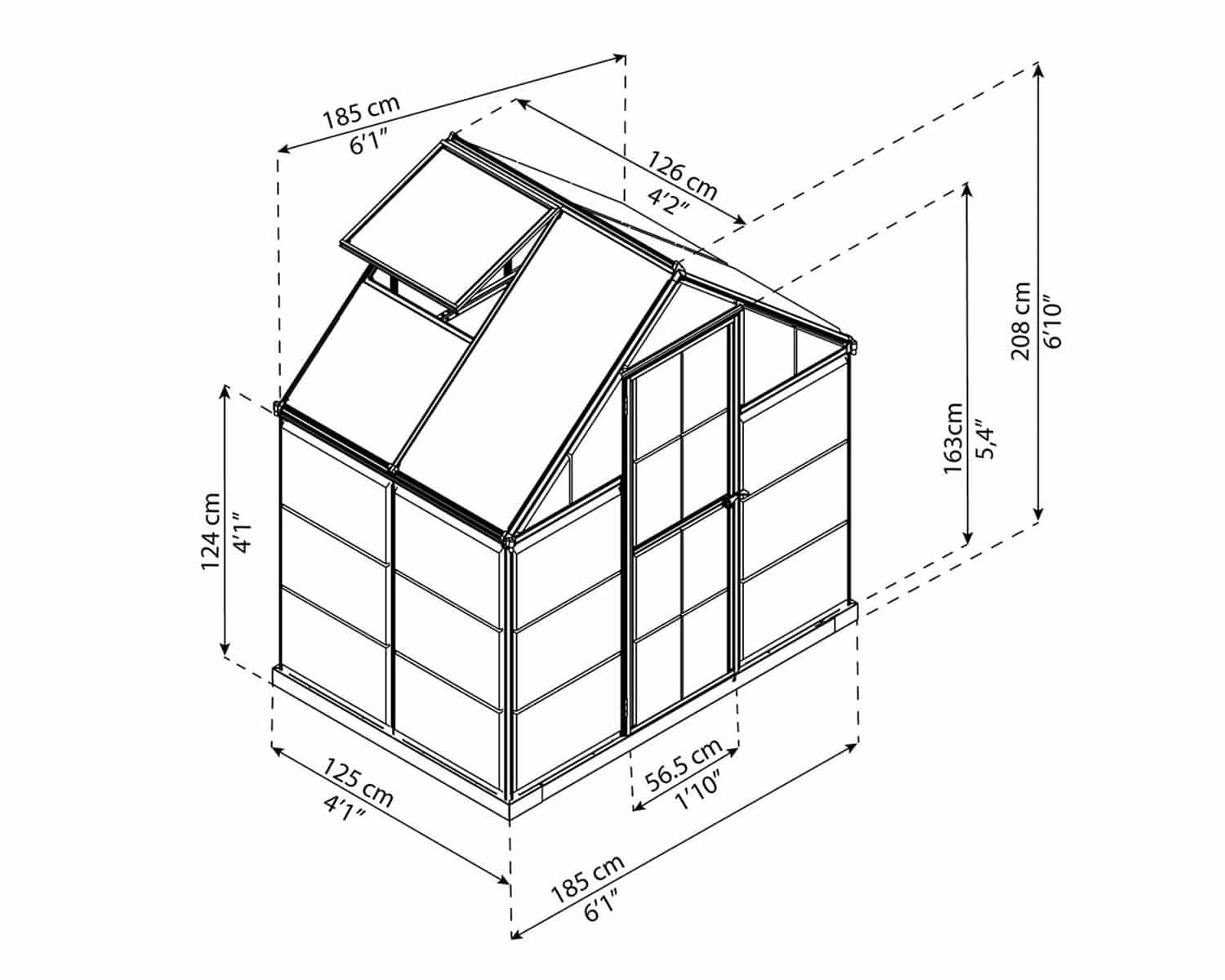 Hybrid™ 6x7x4.ft Clear Wall Greenhouse - Dive To Garden